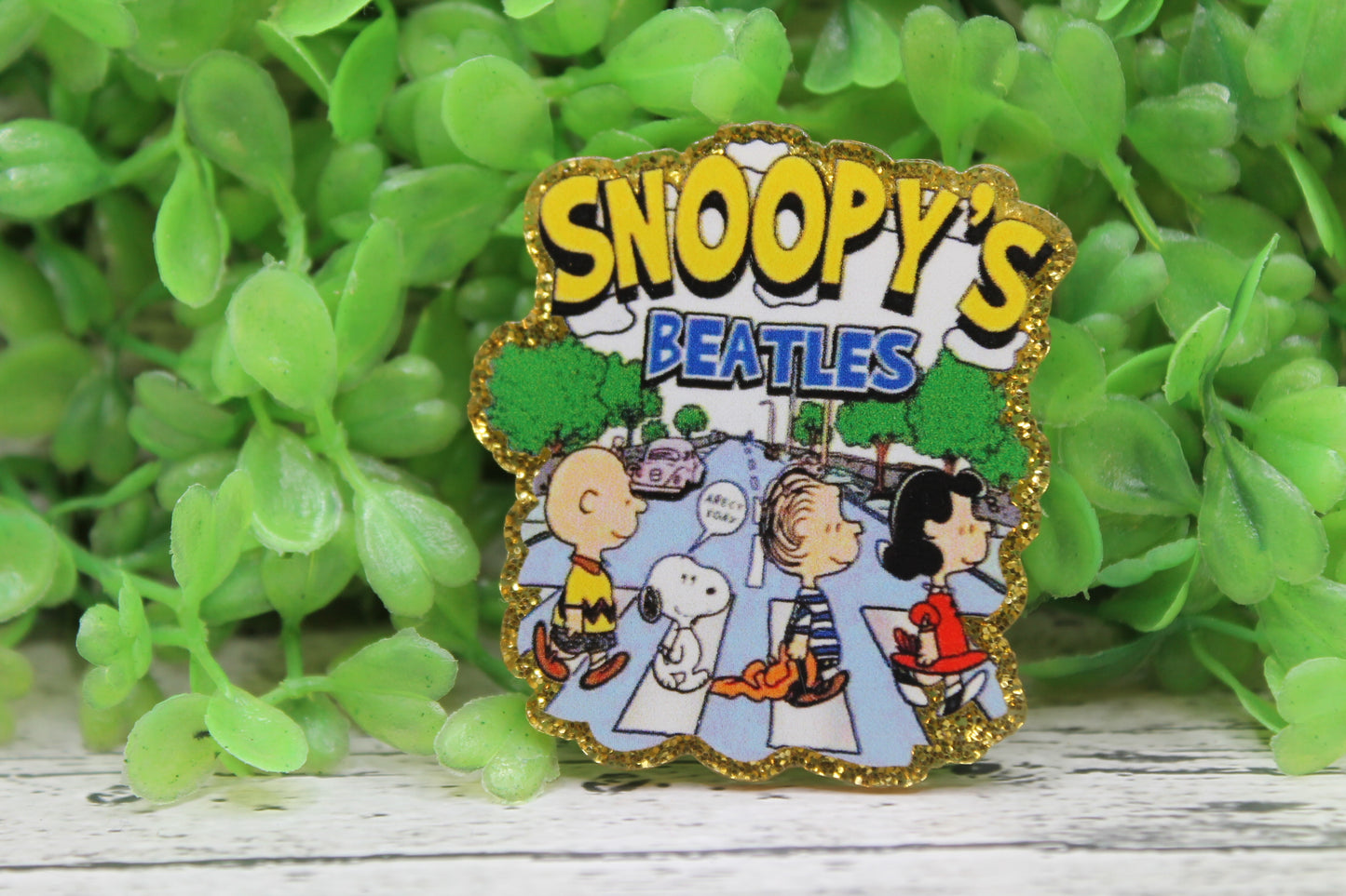 Friends and White Dog Badge Reel