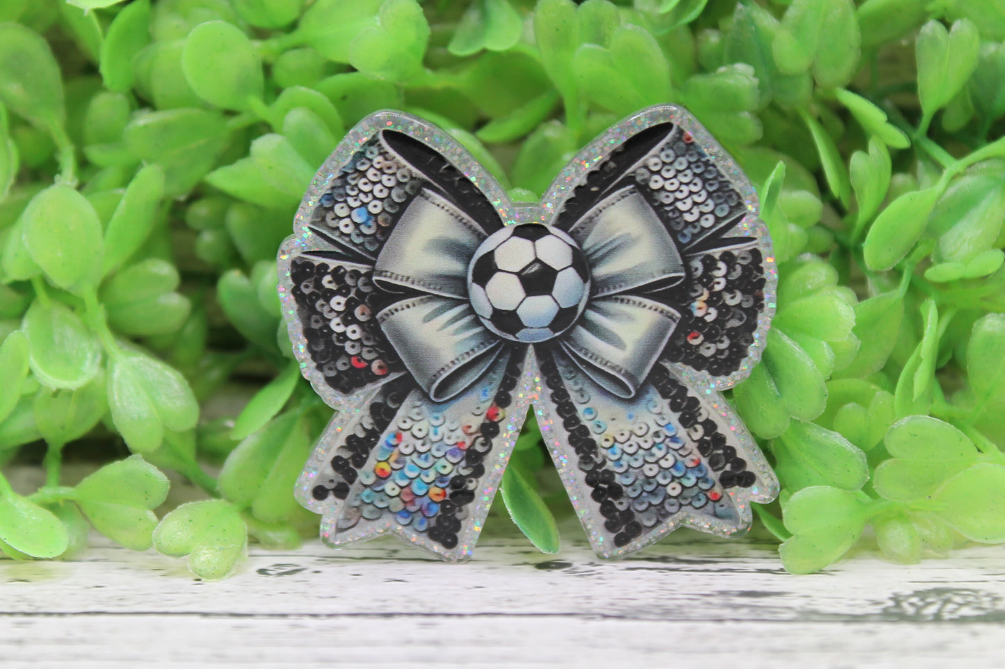 Fancy Soccer Bow Badge Reel