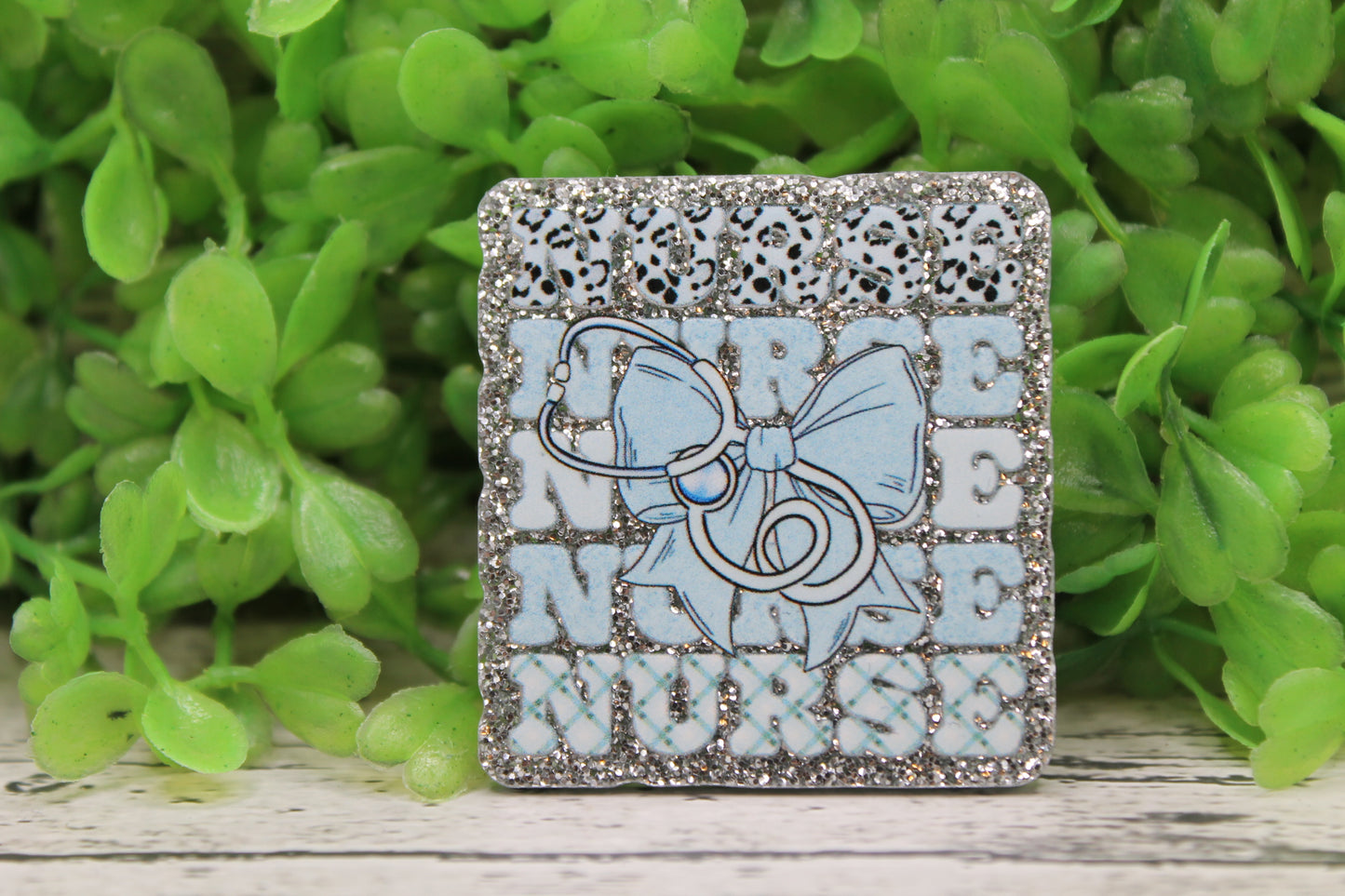 Nurse Repeat Blue and Silver Badge Reel