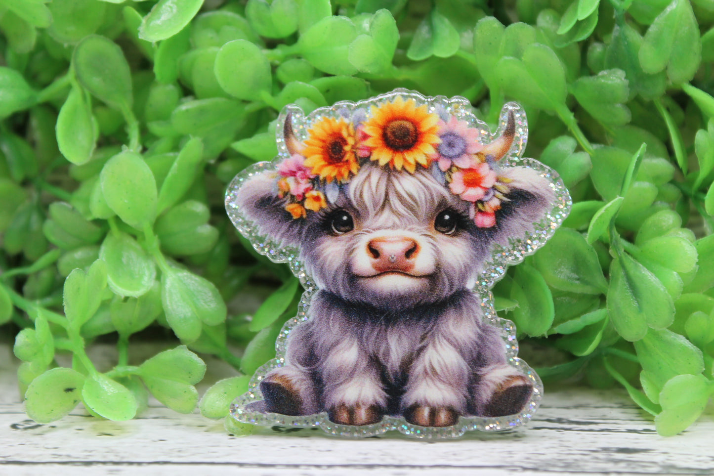 Cow with Sunflower Crown Badge Reel