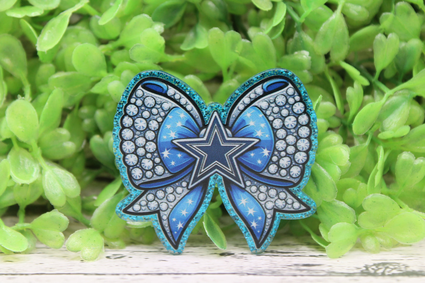 Cowboys Football Bling Bow Badge Reel
