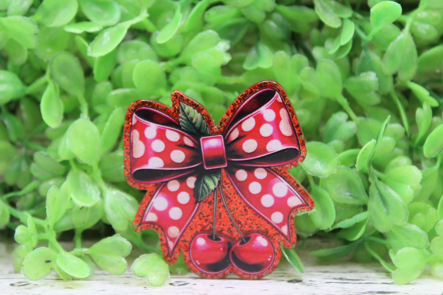 Cherries with Polka Dot Bow Badge Reel
