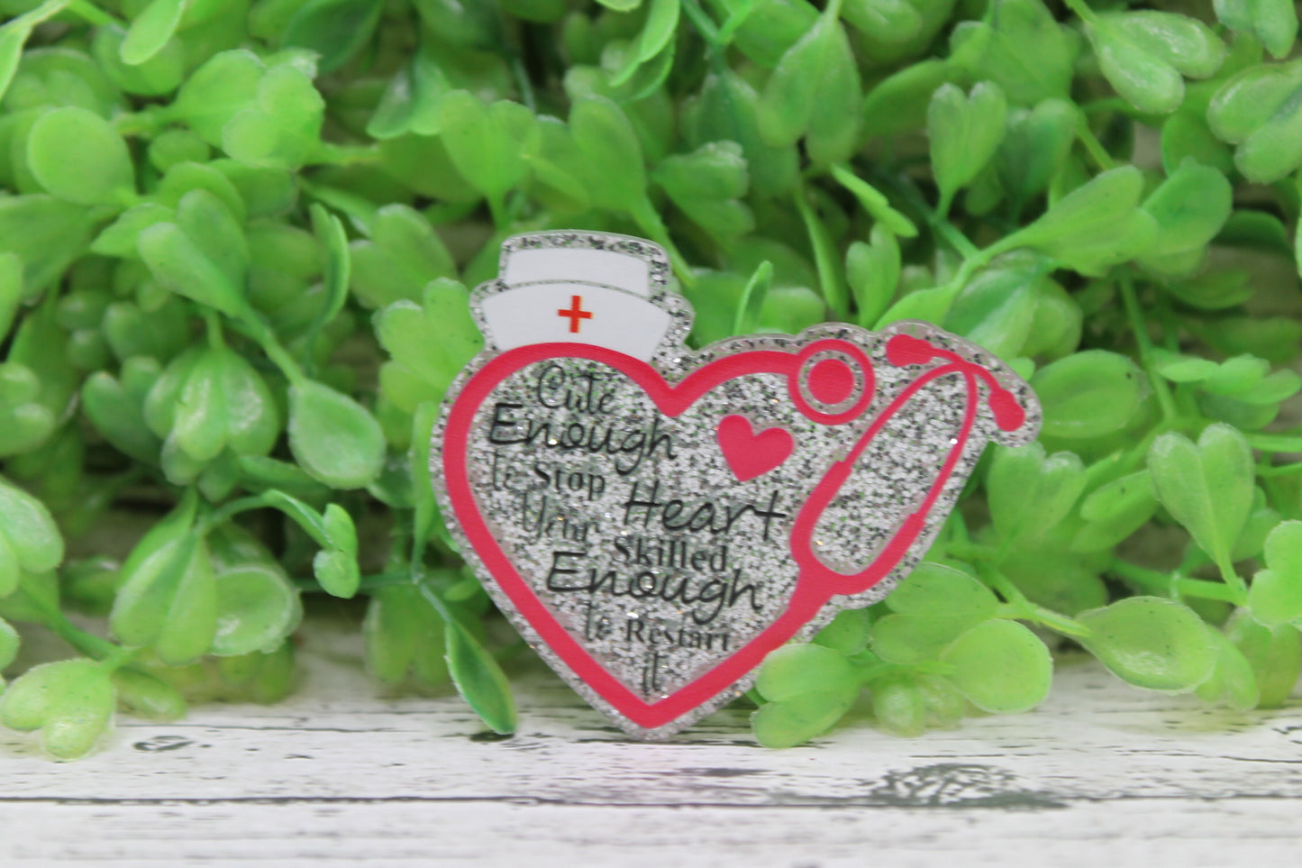 Skilled Enough Heart Stethoscope Badge Reel
