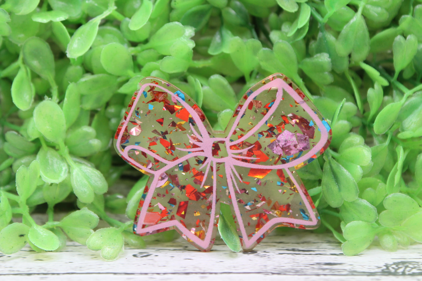 Pink Confetti Bow Badge Reel