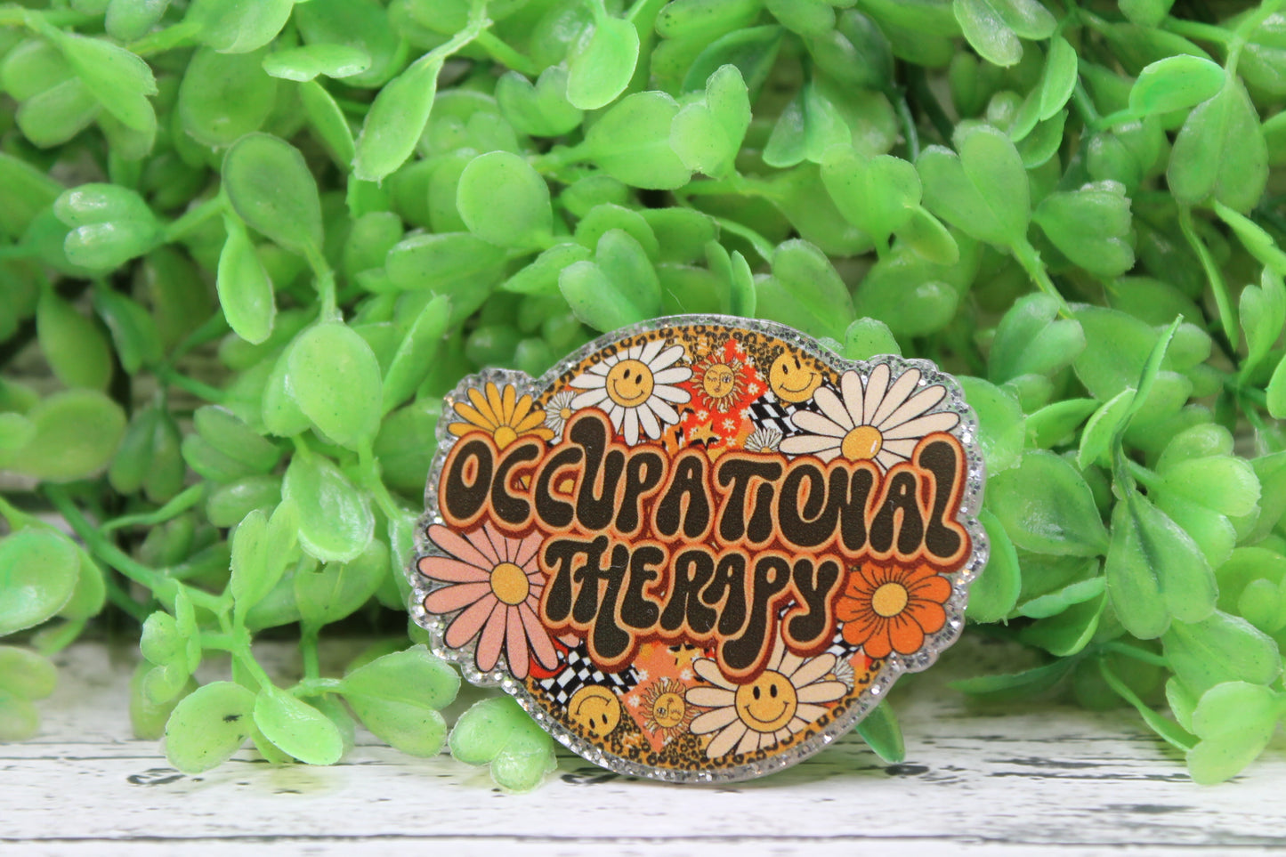 Occupational Therapy Retro Floral Badge Reel