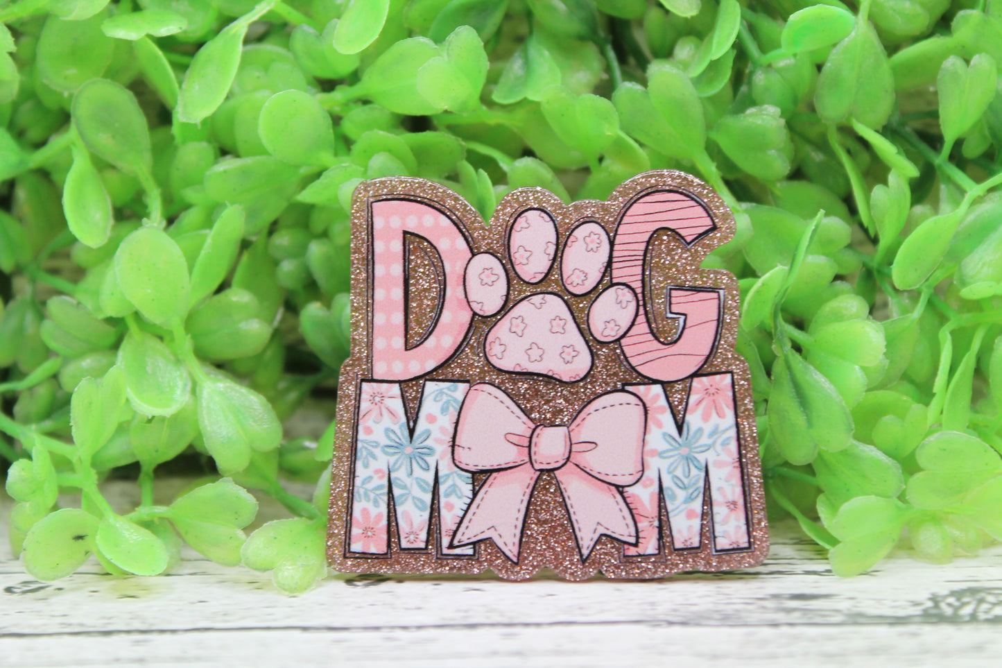 Dog Mom on Pink Badge Reel