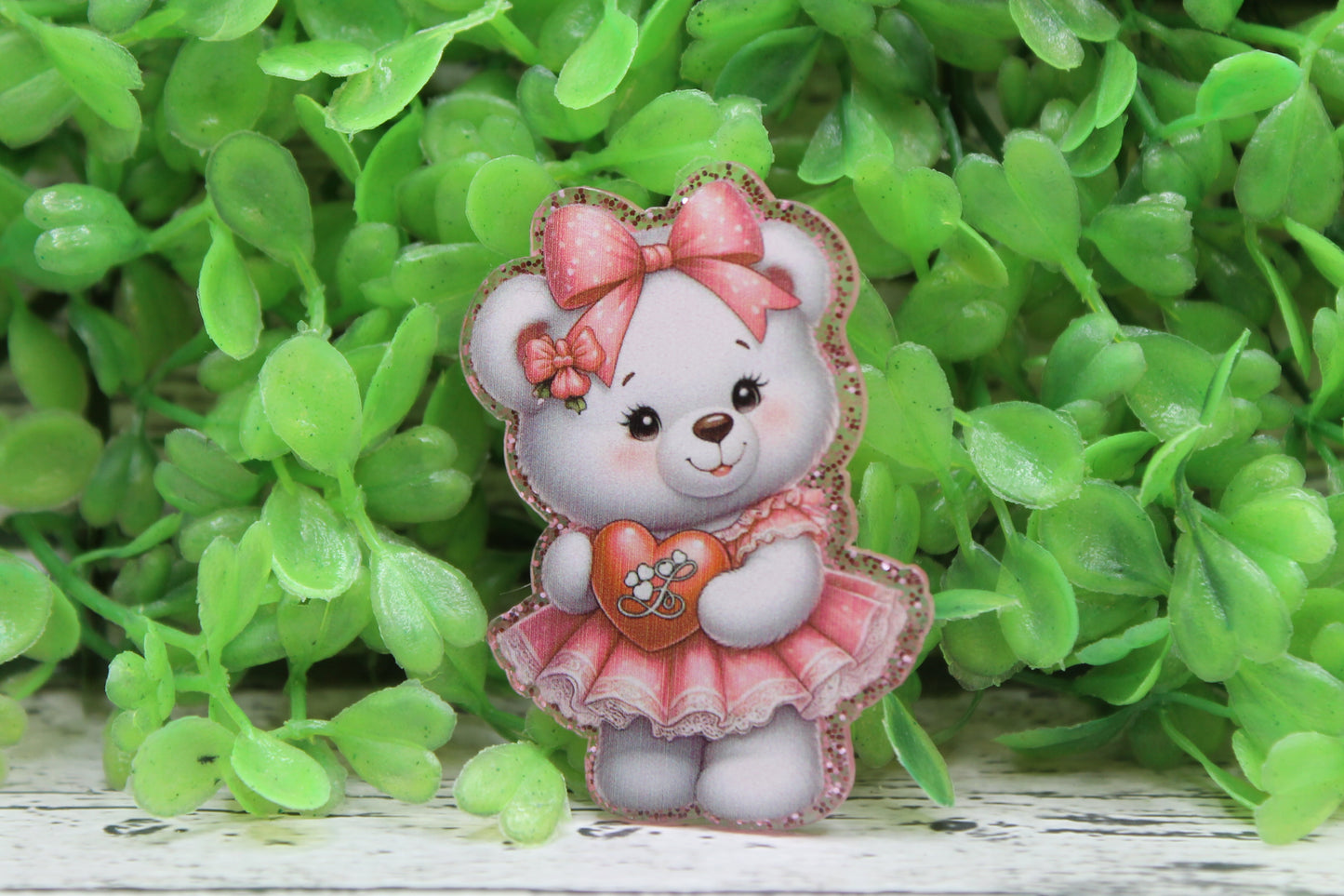 White Bear in Pink Tutu Badge Reel