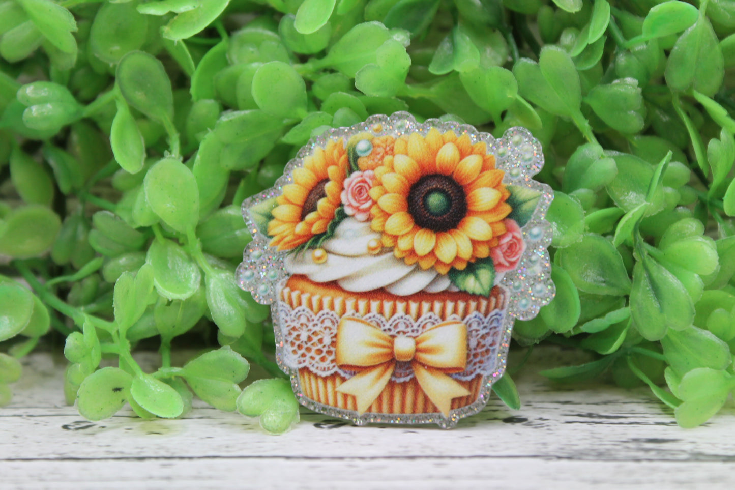 Sunflower Cupcake Badge Reel