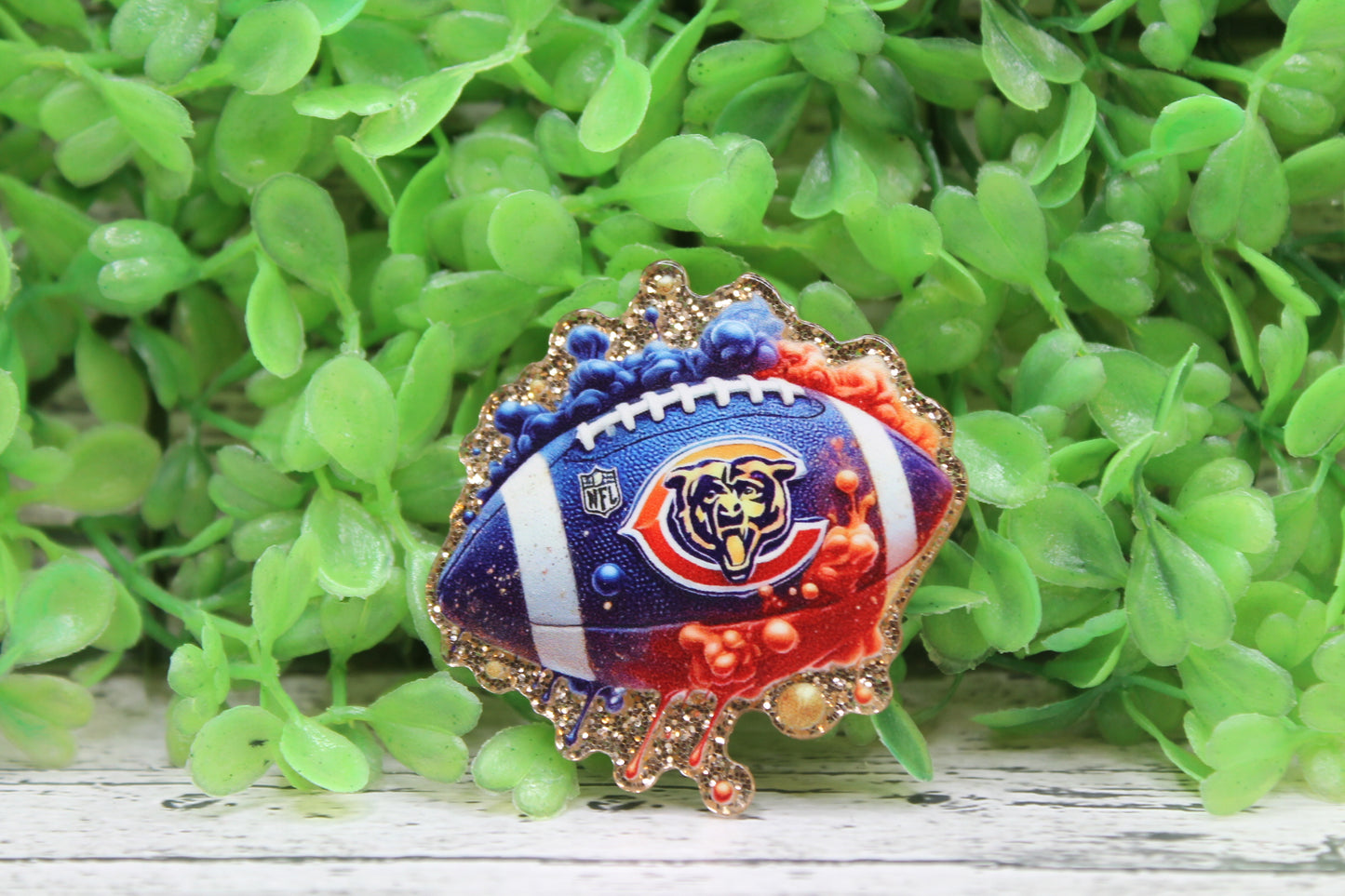 Chicago Bears Football on Gold Glitter Badge Reel