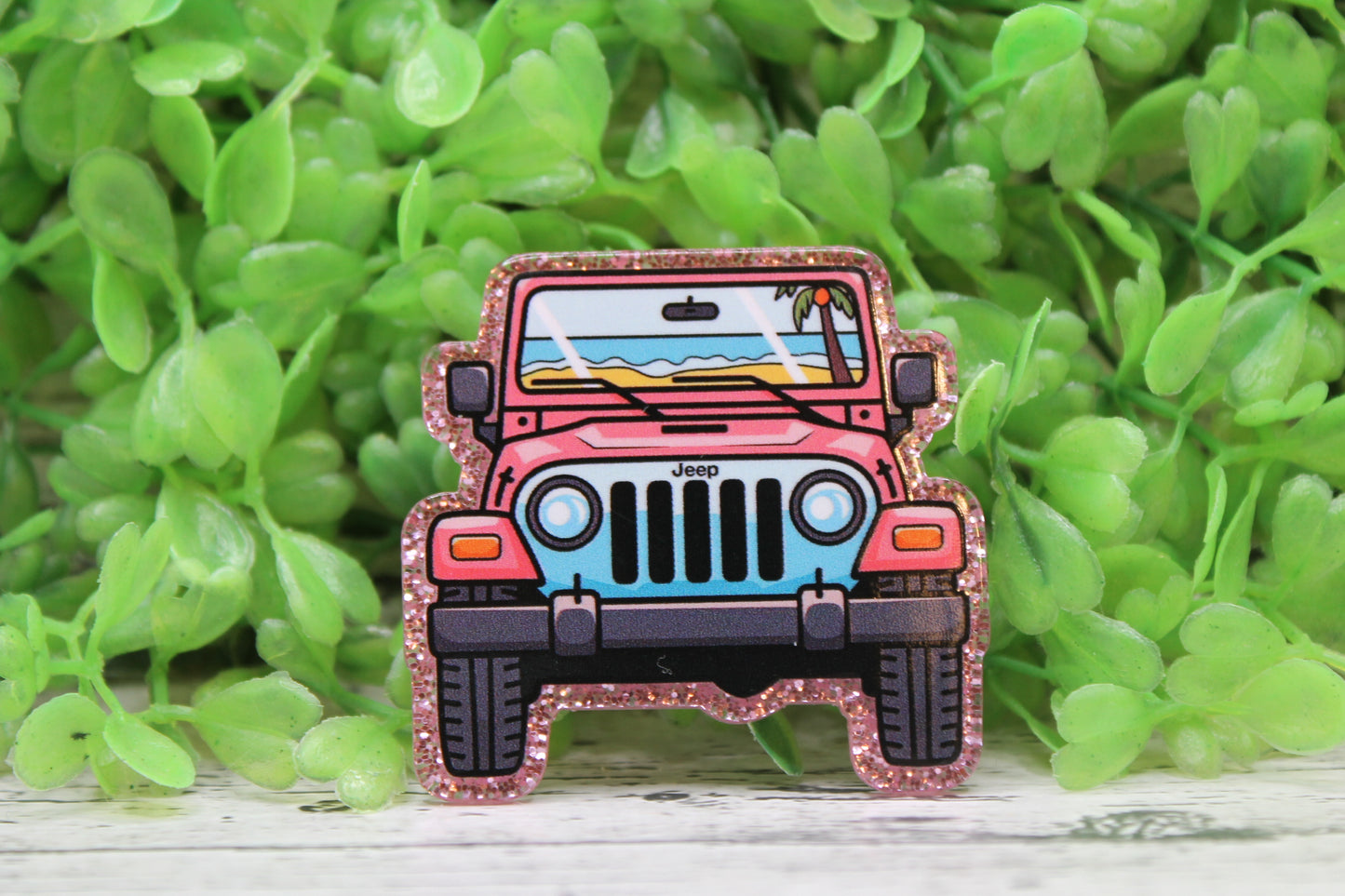 Pink Jeep Badge Reel