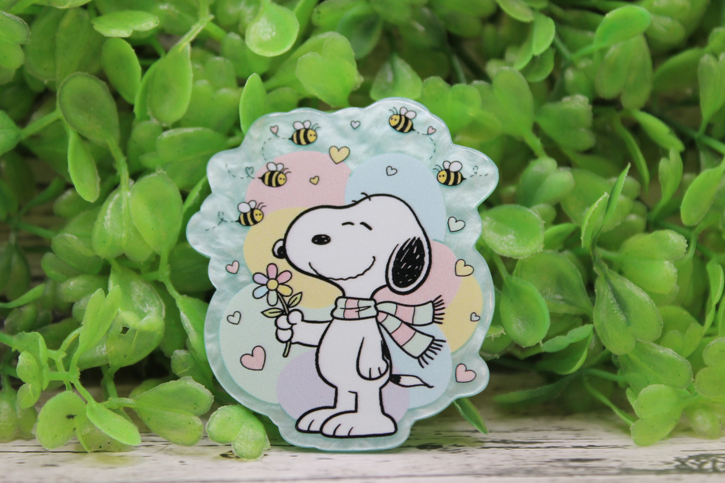 Bees & White Dog Badge Reel