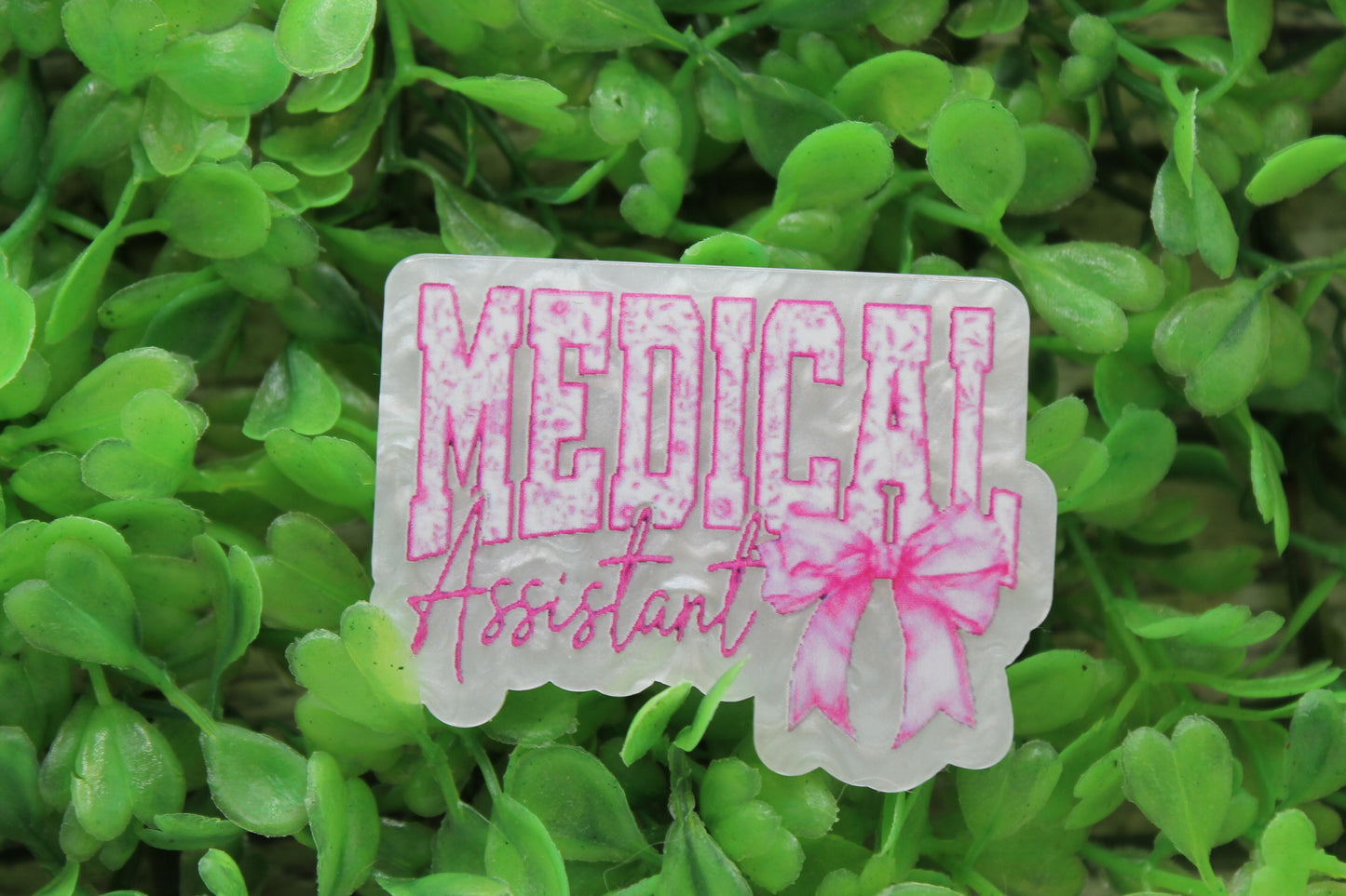 Medical Assistant Pink Bow Badge Reel