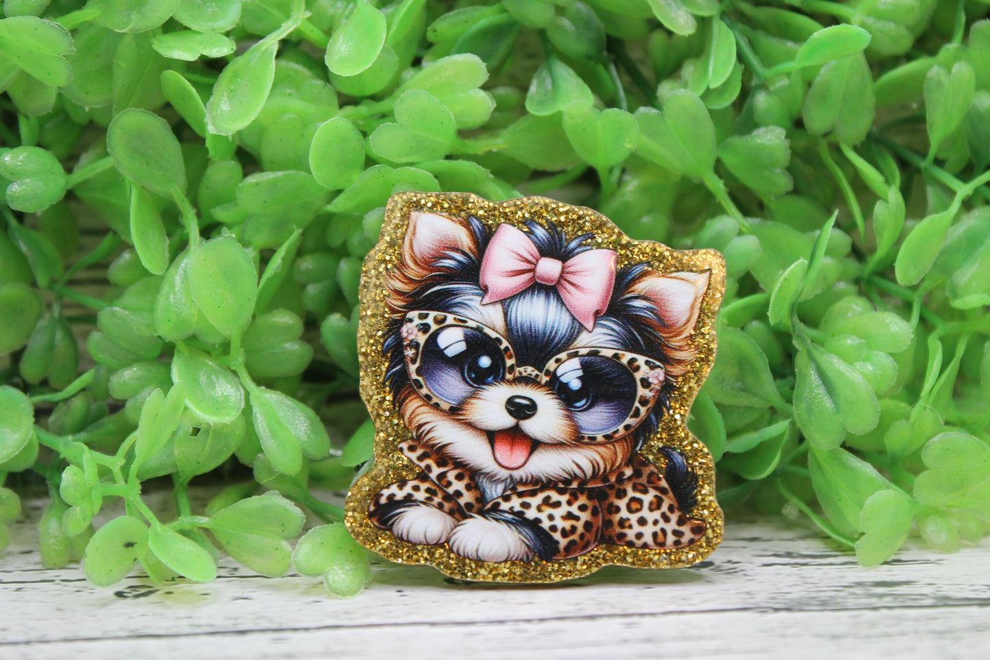 Leopard Yorkie Badge Reel