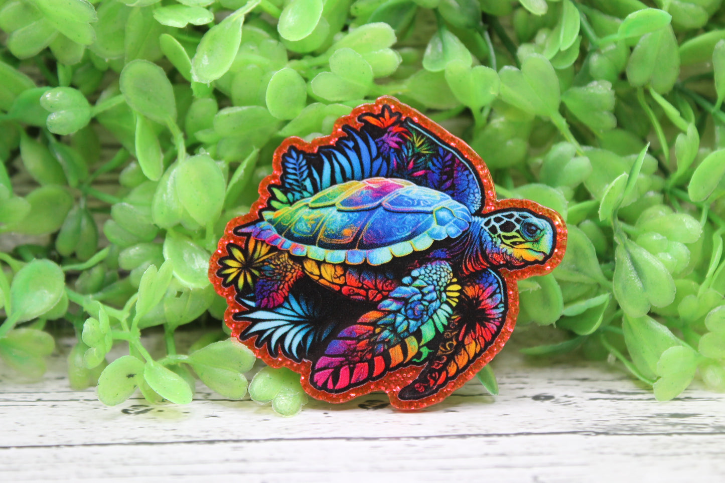 Colorful Tropical Turtle Badge Reel