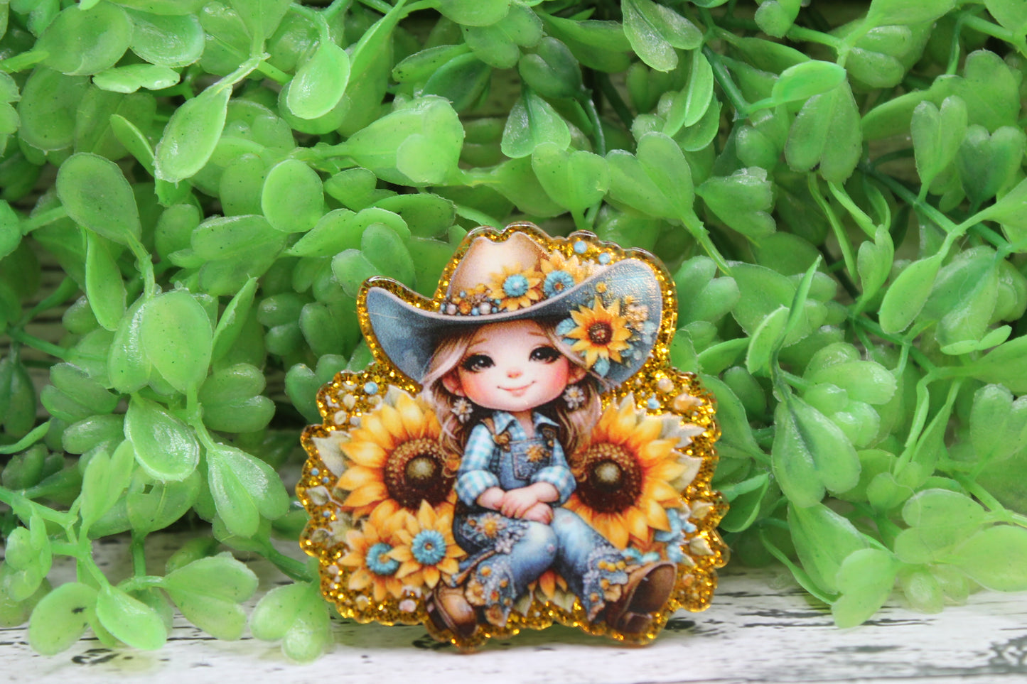 Cowgirl in Sunflowers Badge Reel