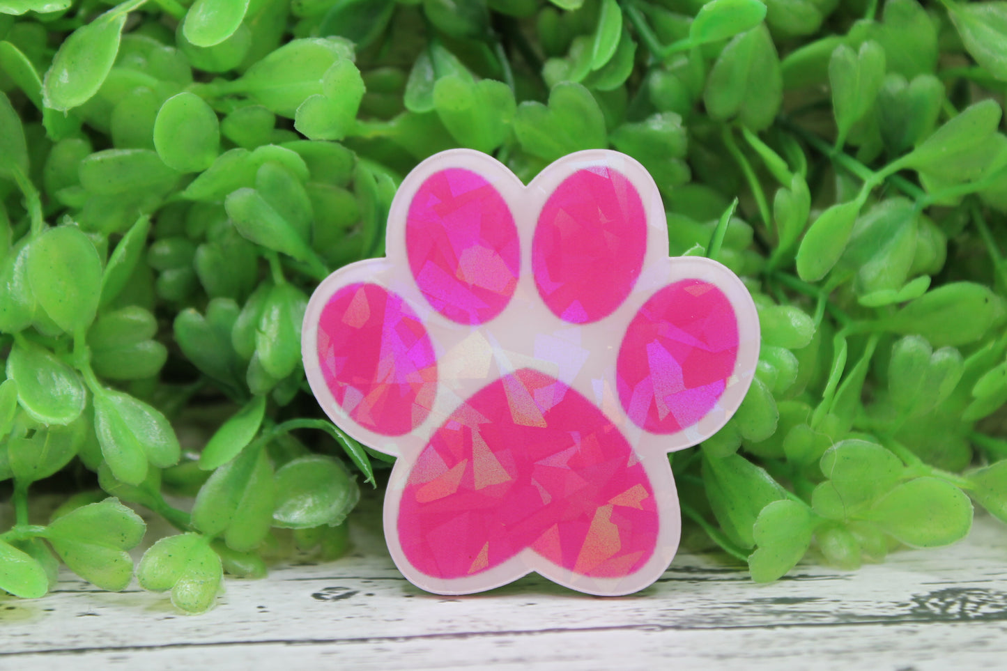 Pink Paw Print Holographic Badge Reel
