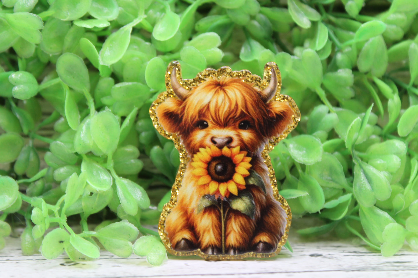 Highland Cow with Sunflower Badge Reel