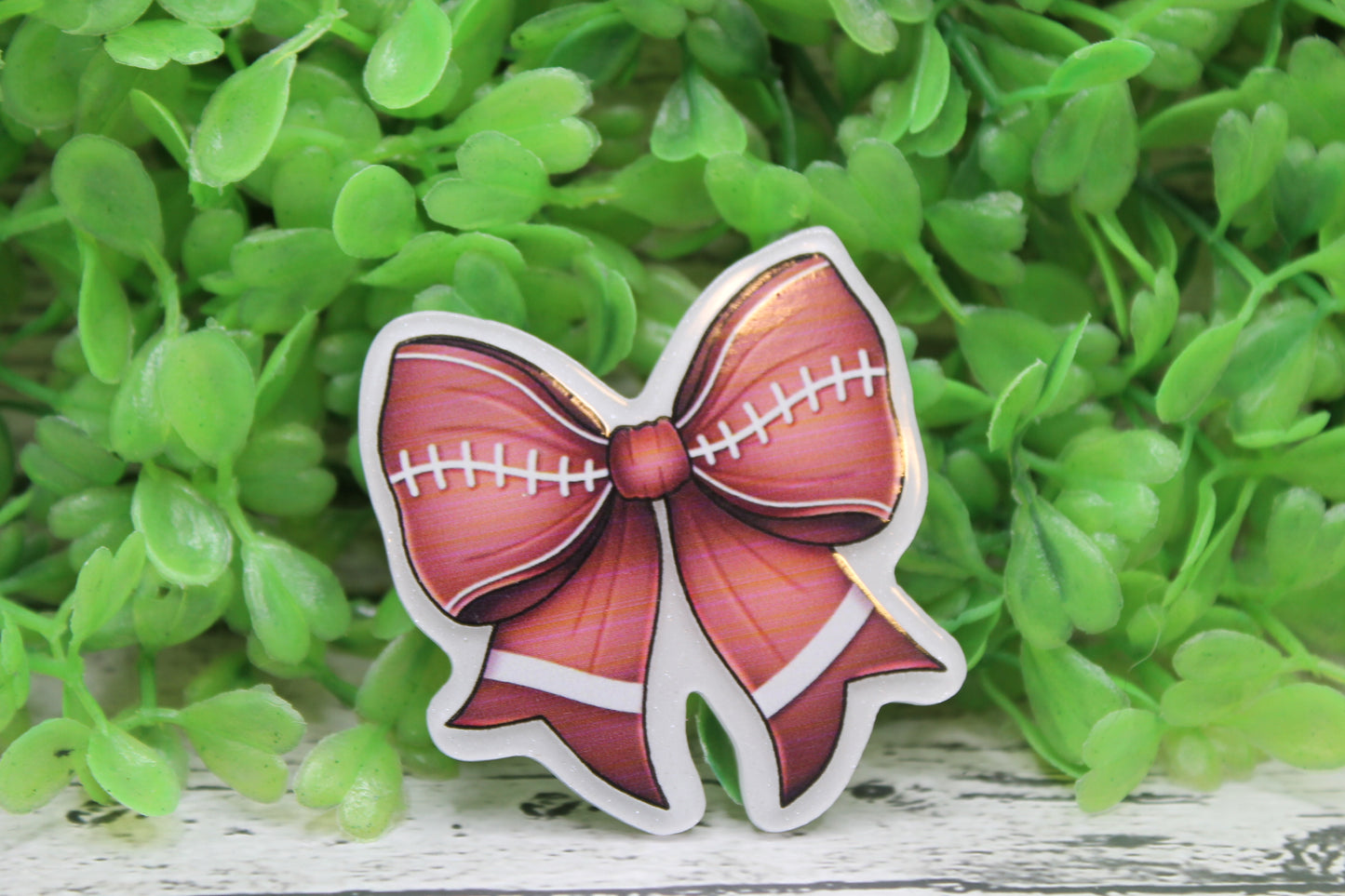 Football Bow on White Badge Reel
