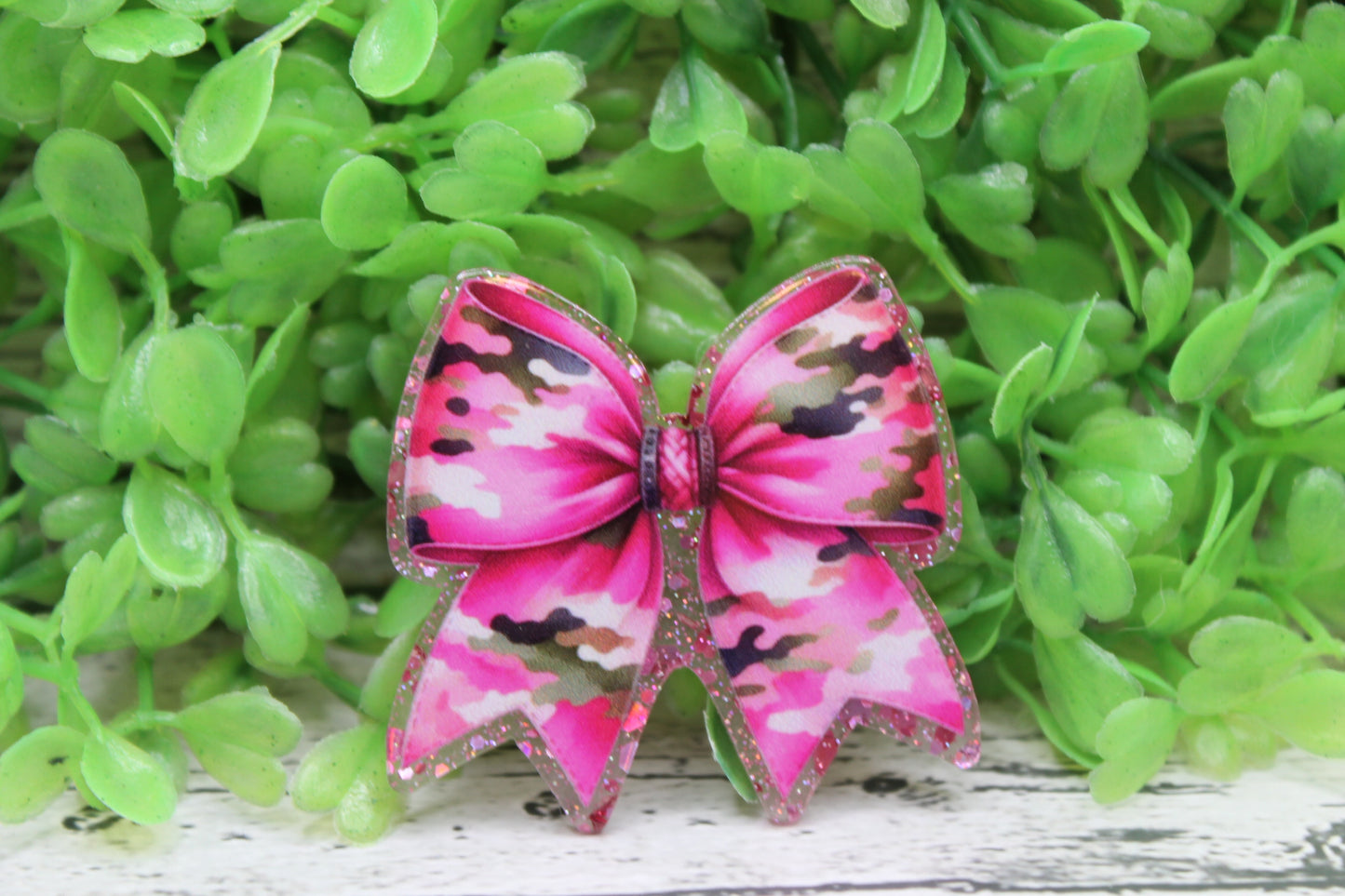 Pink Camo Bow Badge Reel