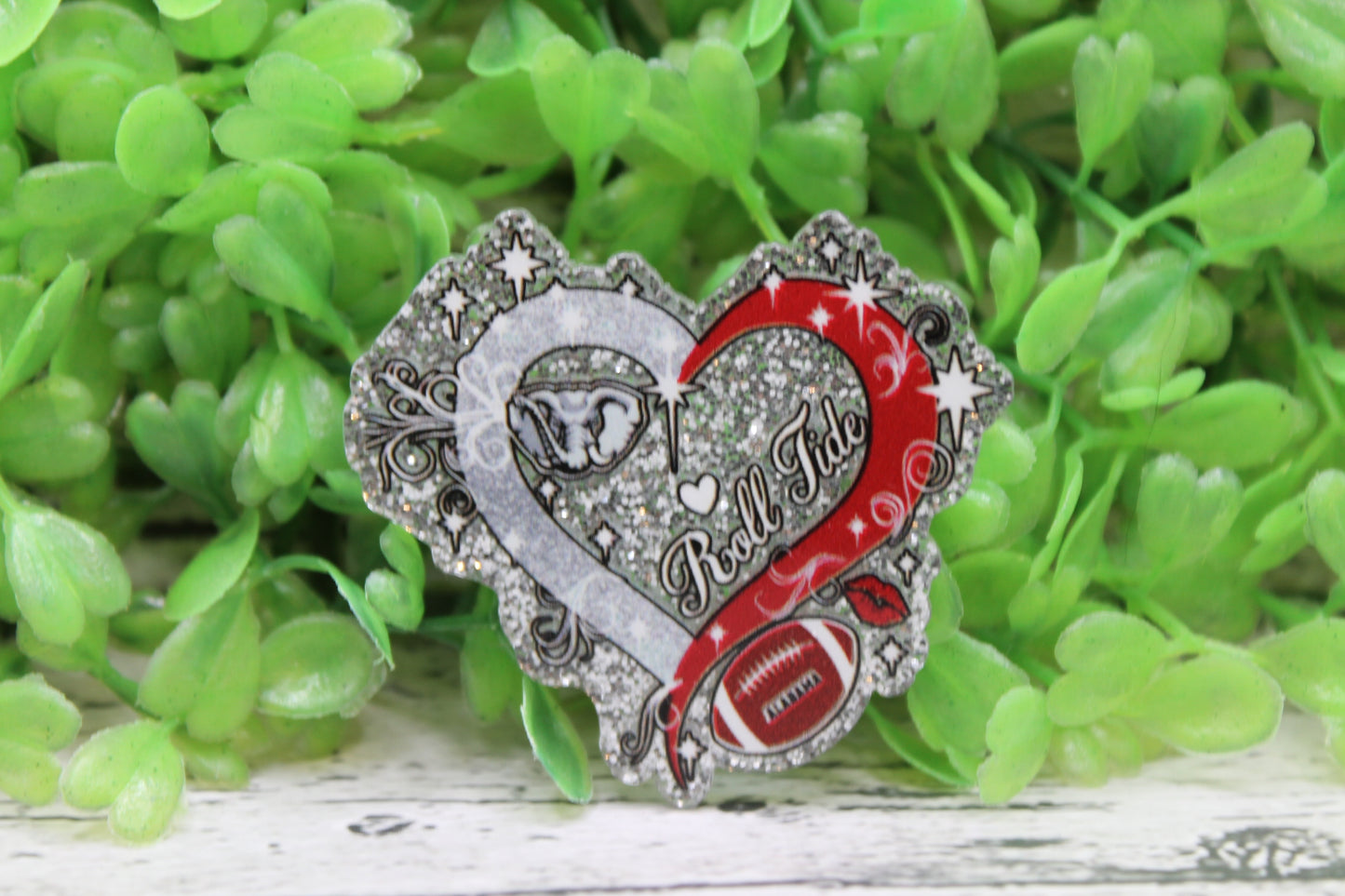 Roll Tide Football Heart Badge Reel