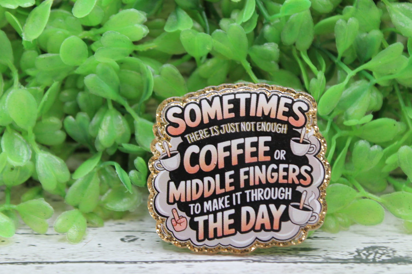 Coffee or Middle Fingers Badge Reel