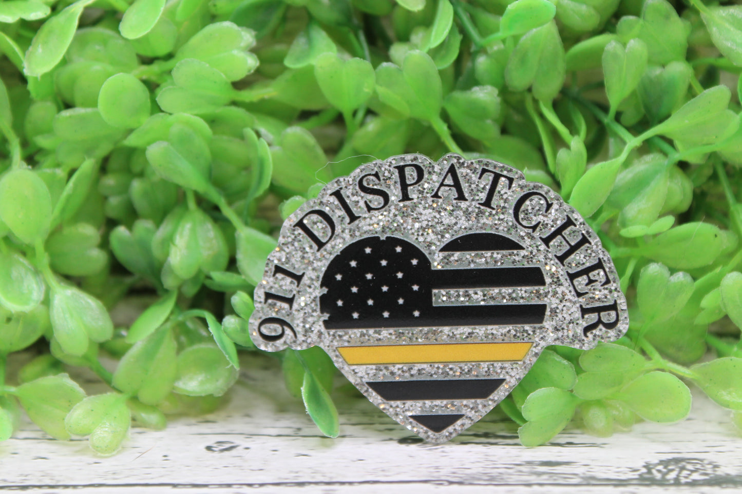 911 Dispatcher Yellow Line Heart Badge Reel
