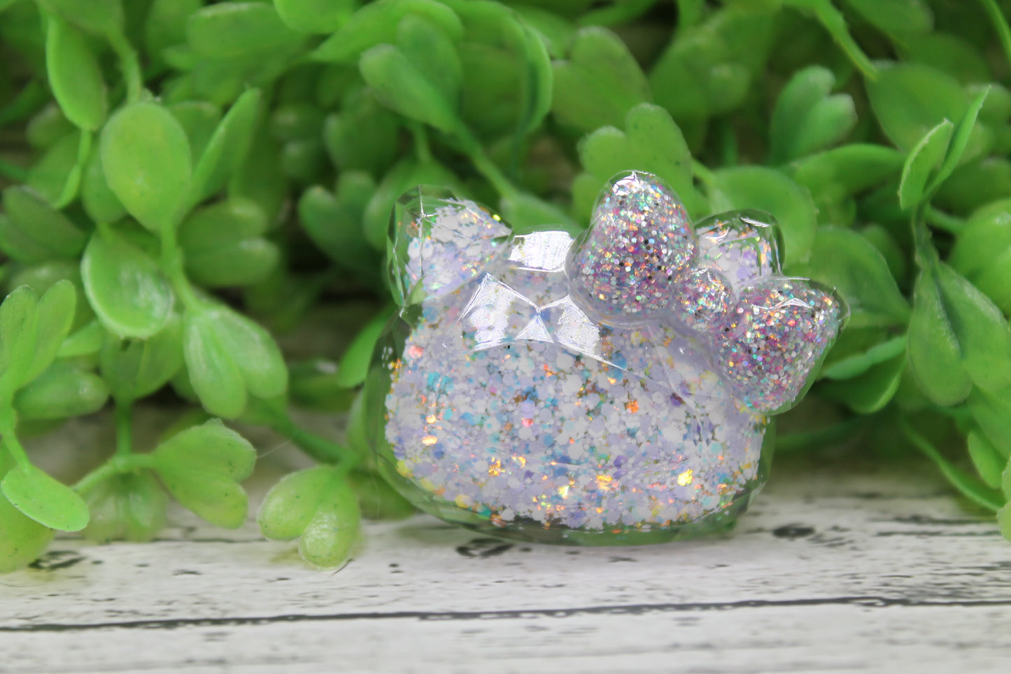 Lavender Cat with Bow 3D Badge Reel
