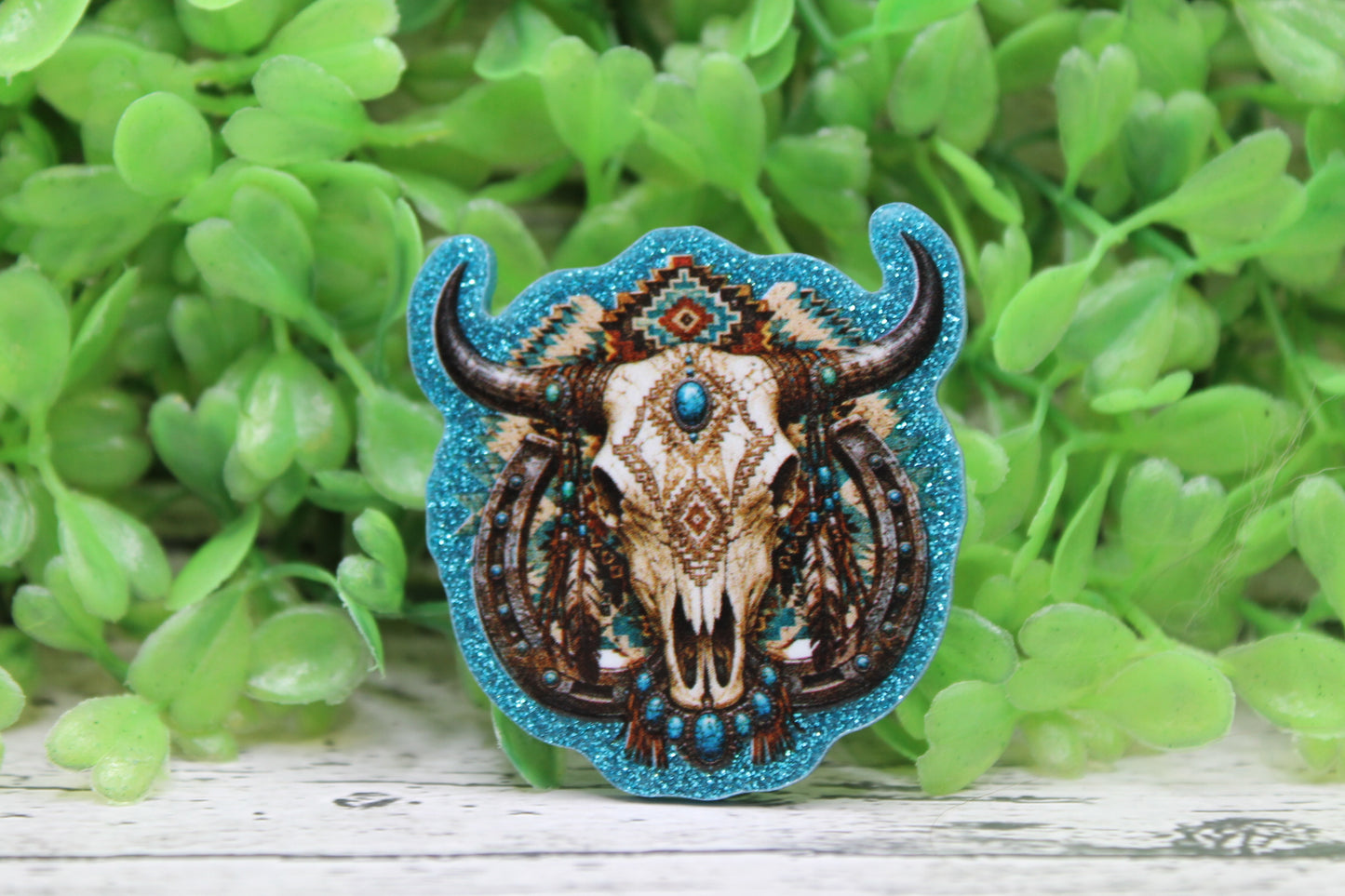 Aztec Steer Skull Badge Reel