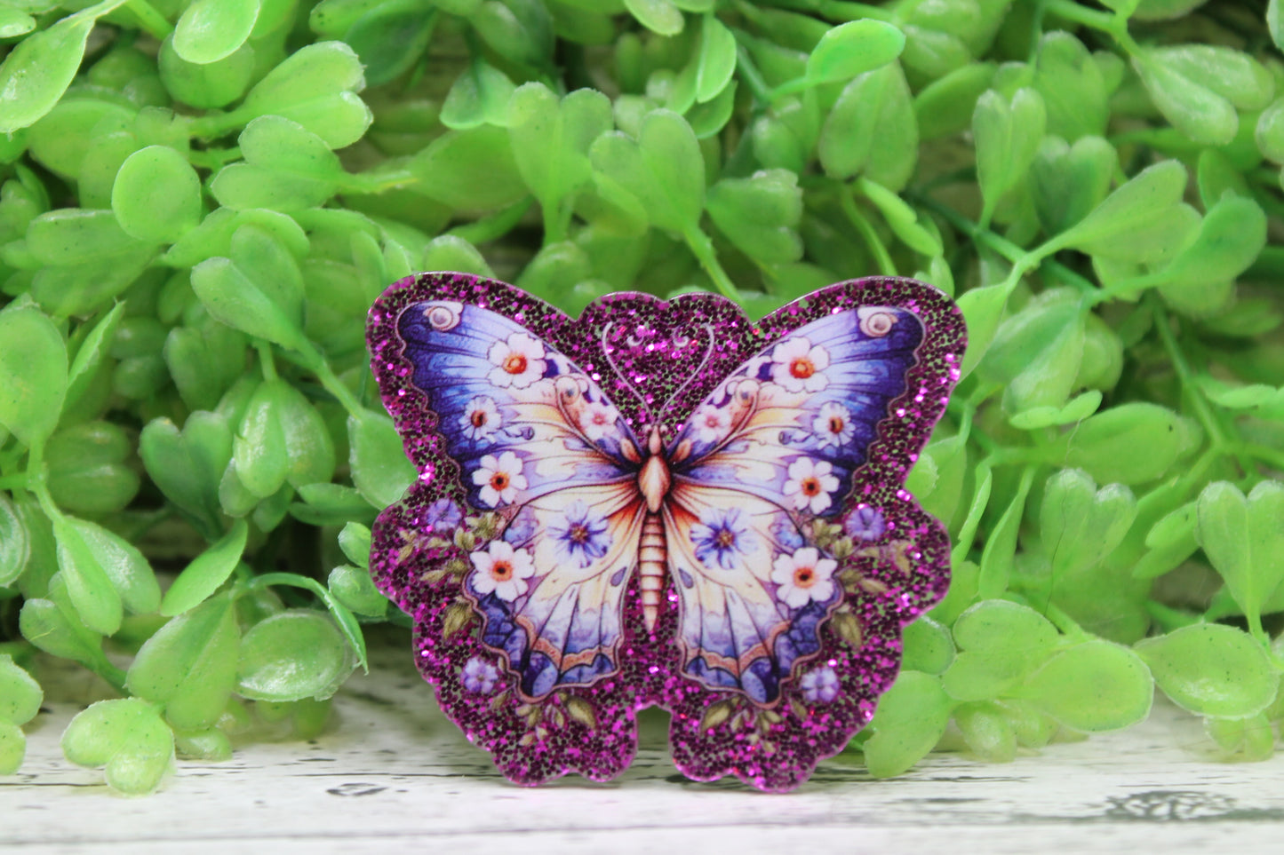 Lavender Floral Butterfly Badge Reel
