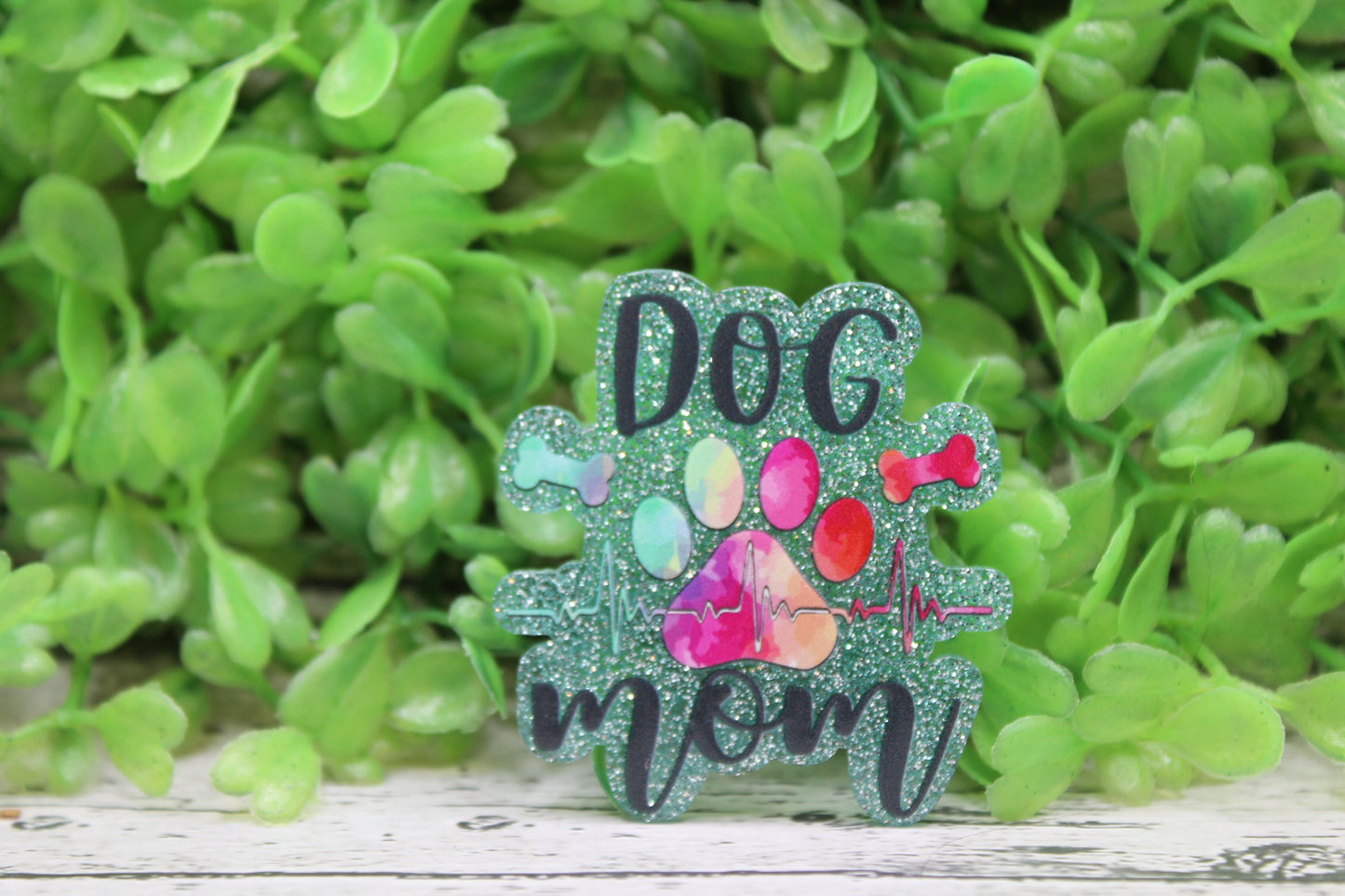 Dog Mom Colorful Paw Print Badge Reel