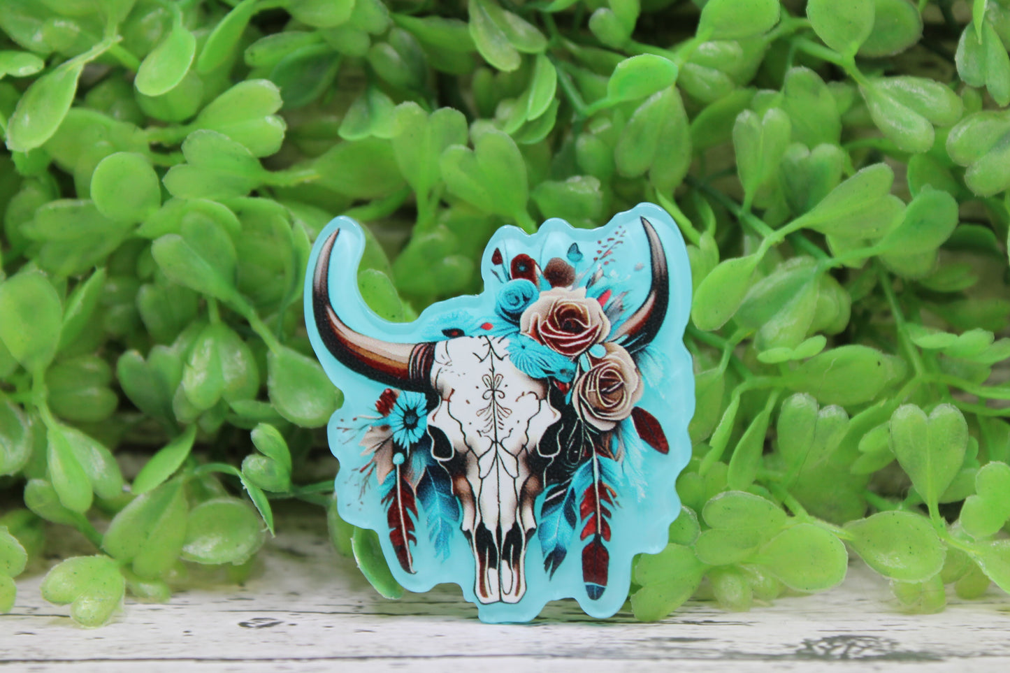 Floral Steer Skull Badge Reel