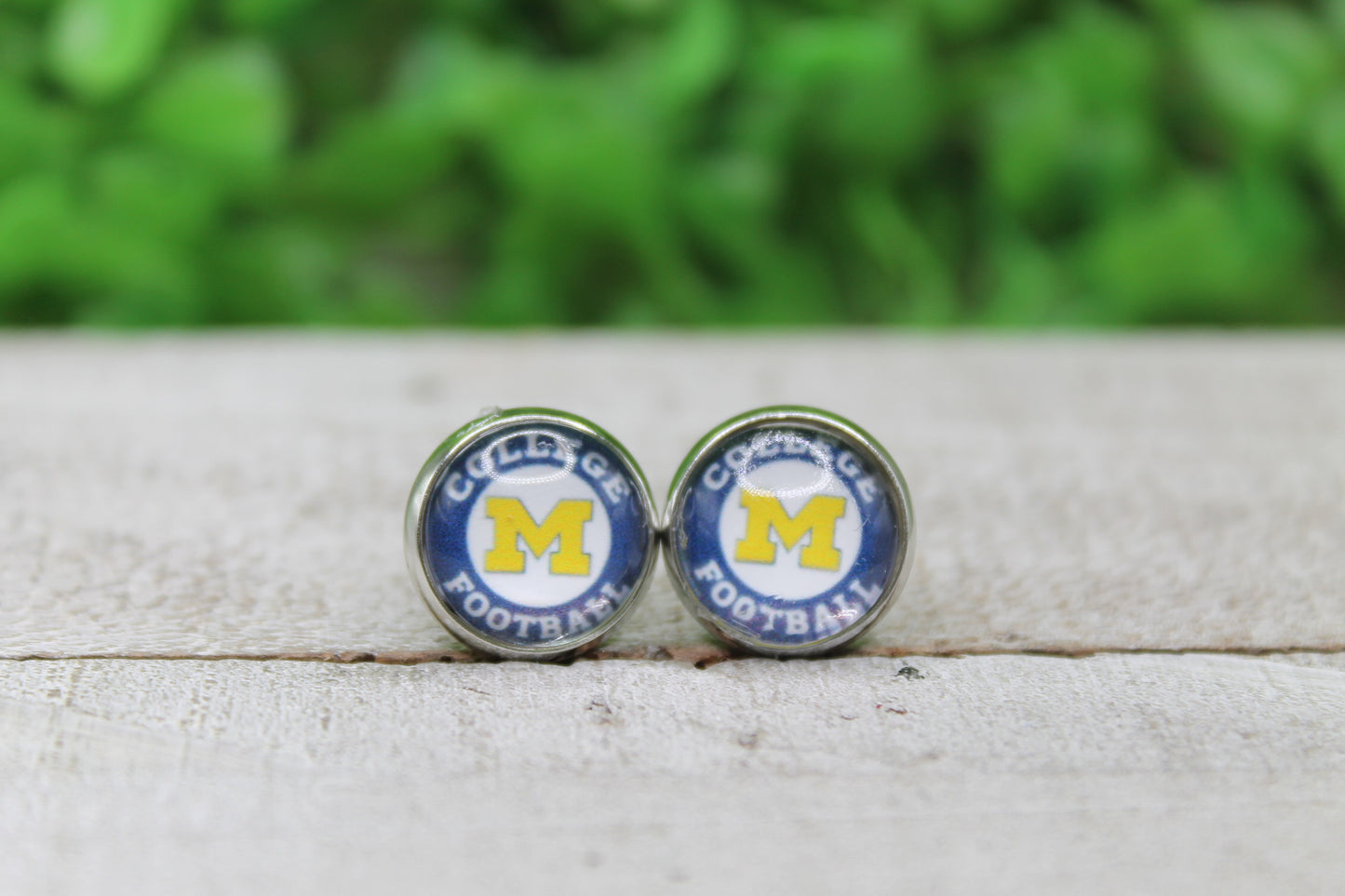 Michigan Football Glass Stud Earrings