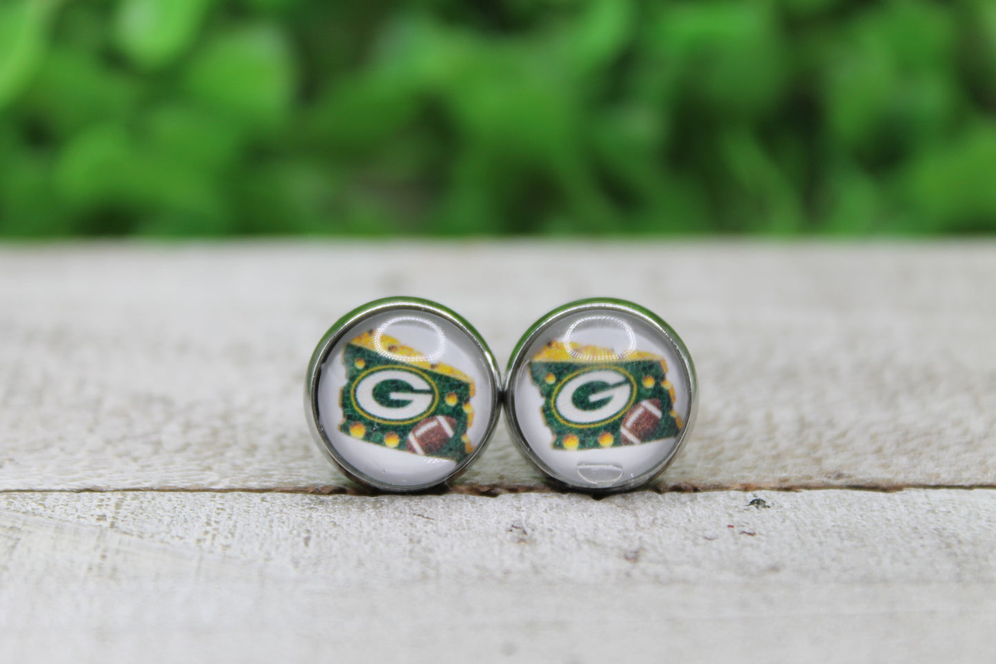Green Bay Cheese Wedge Glass Stud Earrings
