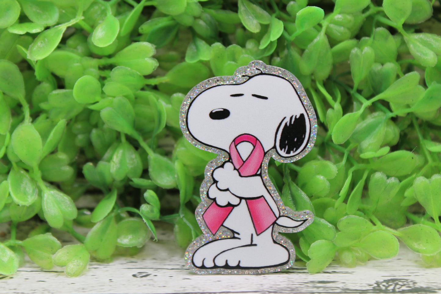 Breast Cancer Awareness White Dog Badge Reel