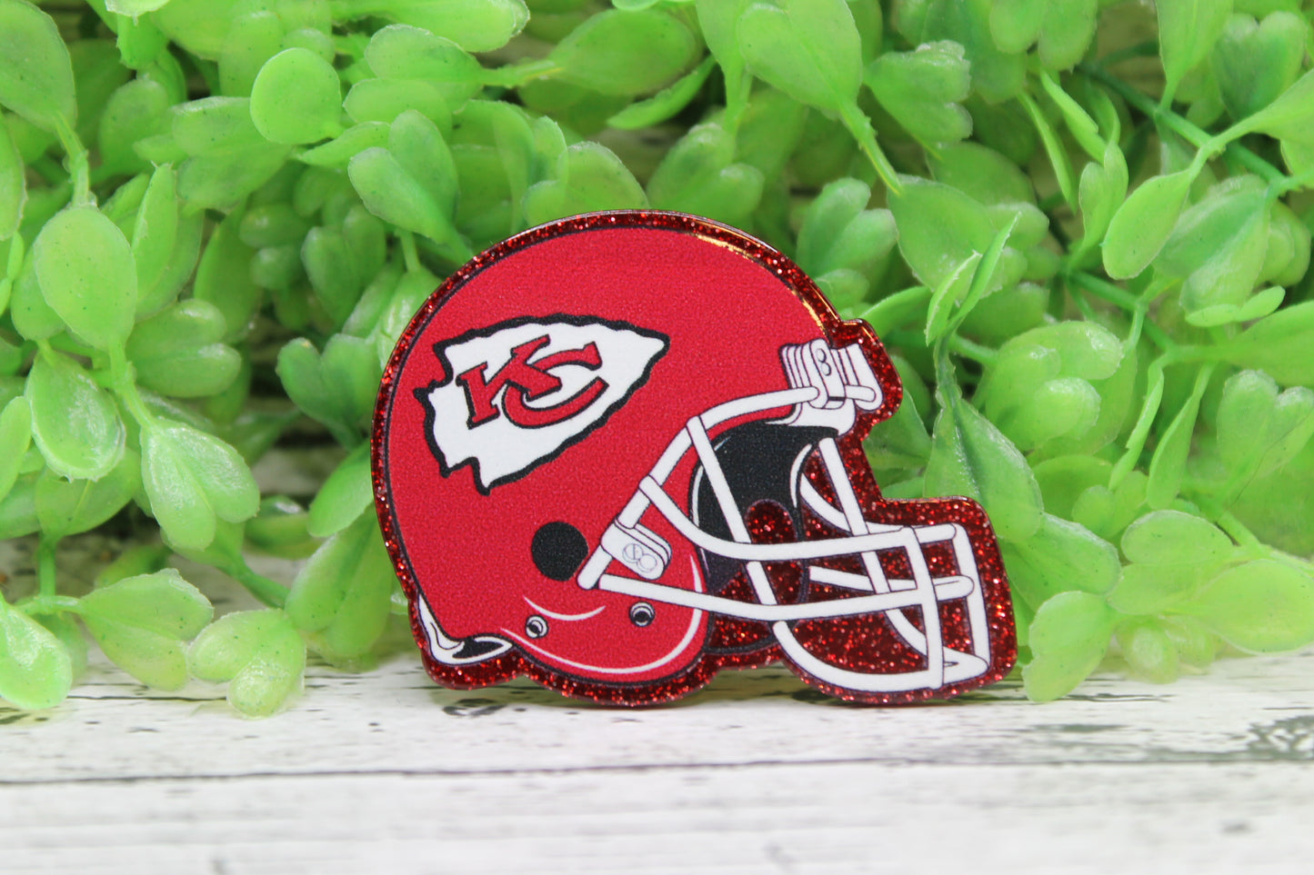 KC Chiefs Red Helmet on Red Glitter Badge Reel