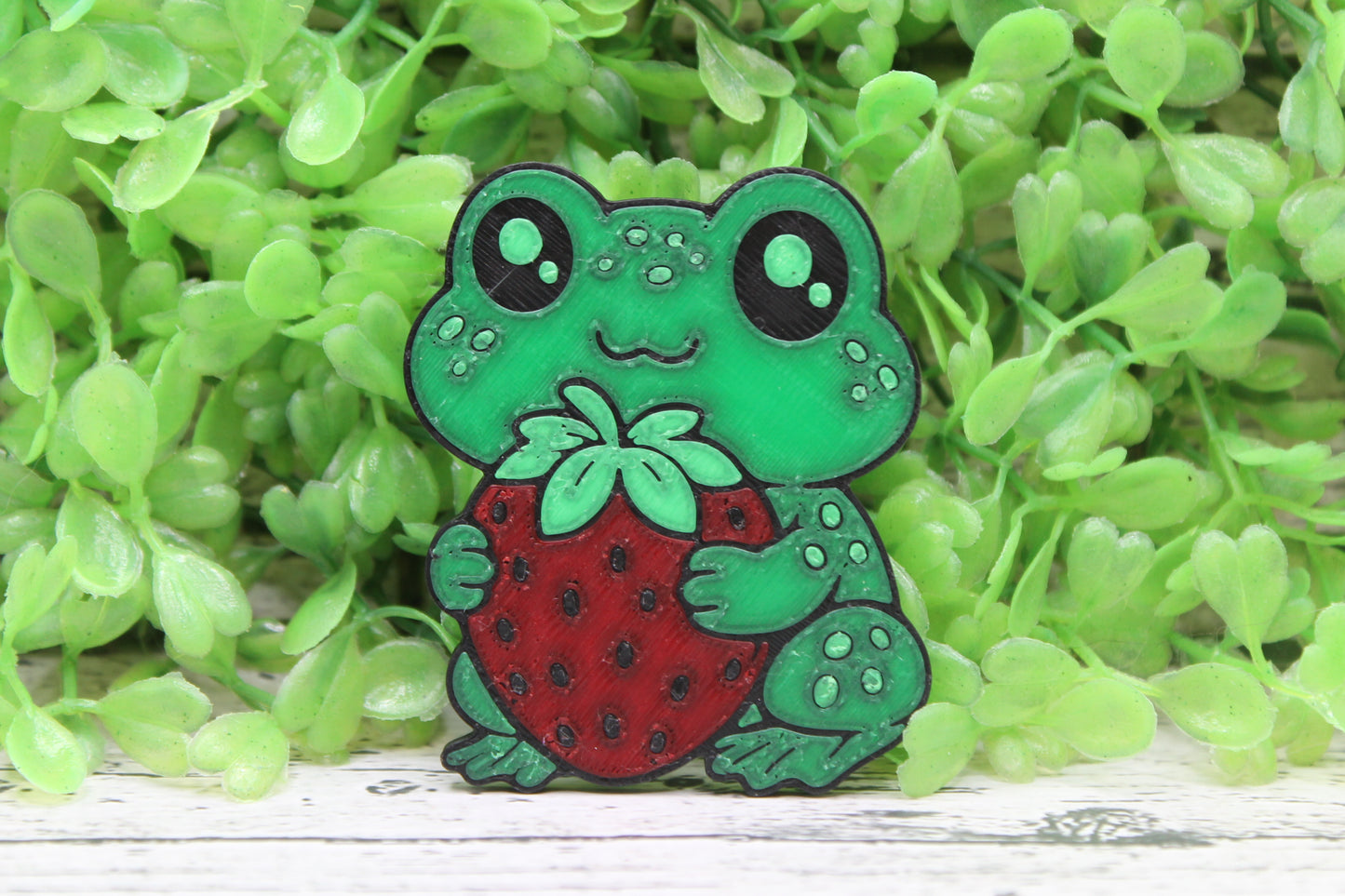 Frog with Strawberry 3D Badge Reel