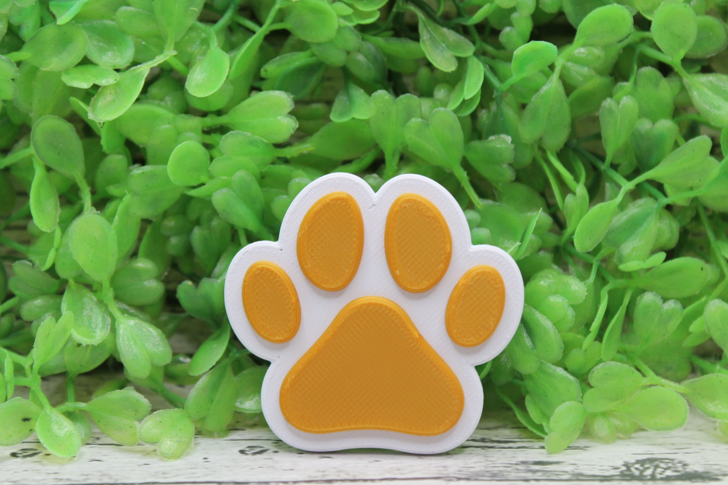 Golden Yellow & White Paw Print 3D Badge Reel