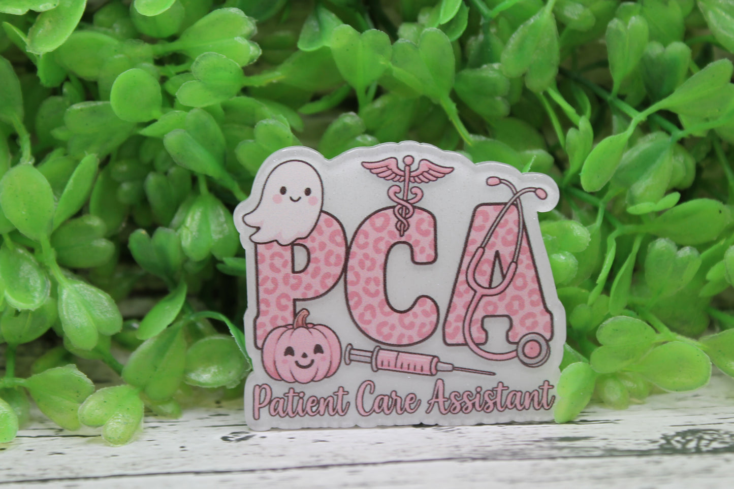 PCA - Patient Care Assistant Pink Halloween Badge Reel