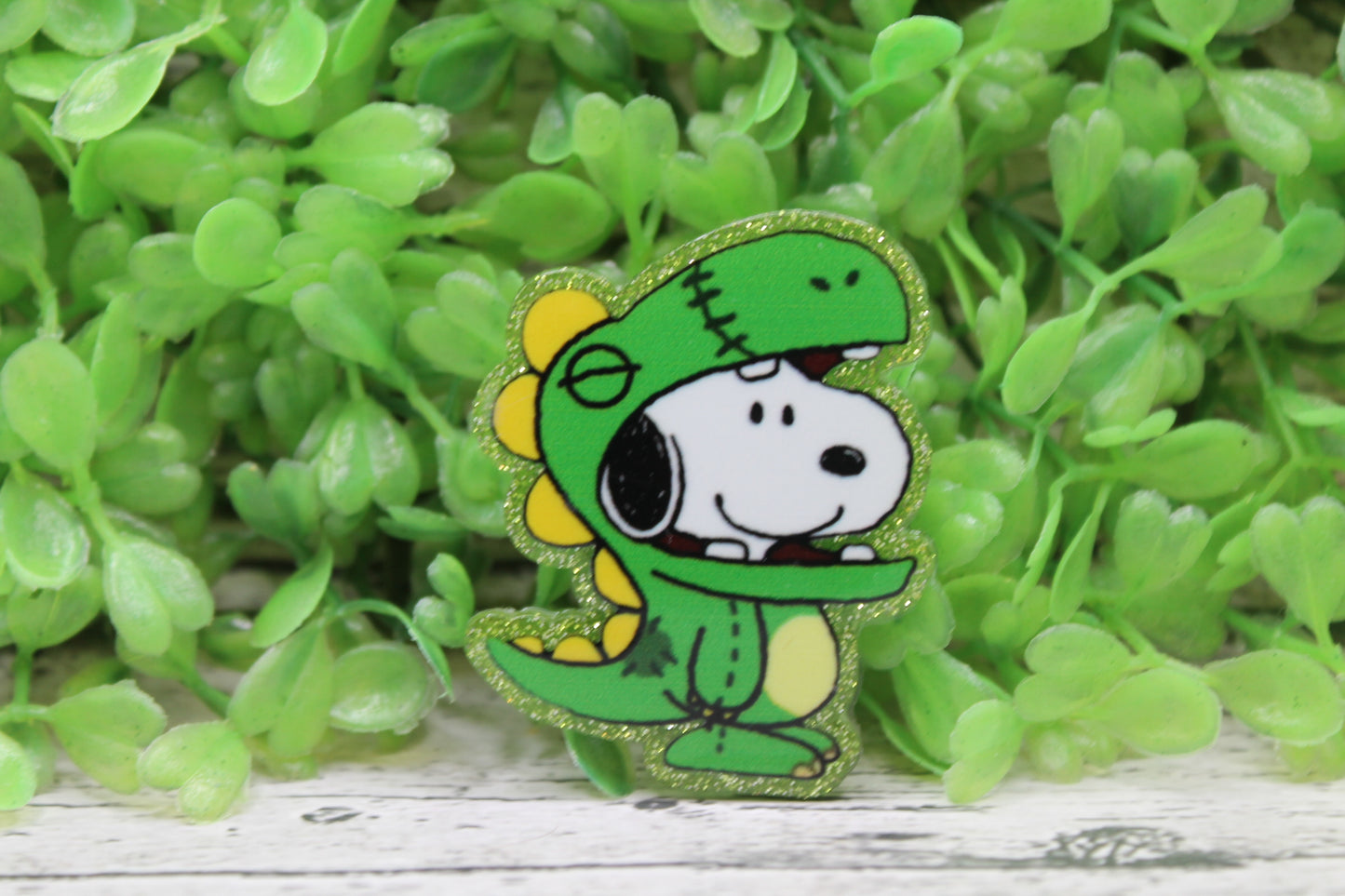 Dinosaur White Dog Badge Reel