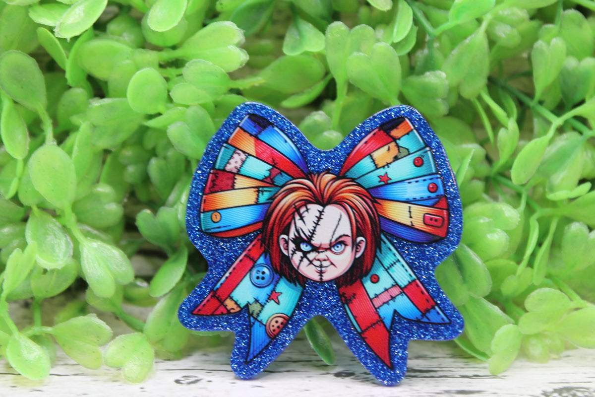 Chucky Halloween Bow Badge Reel