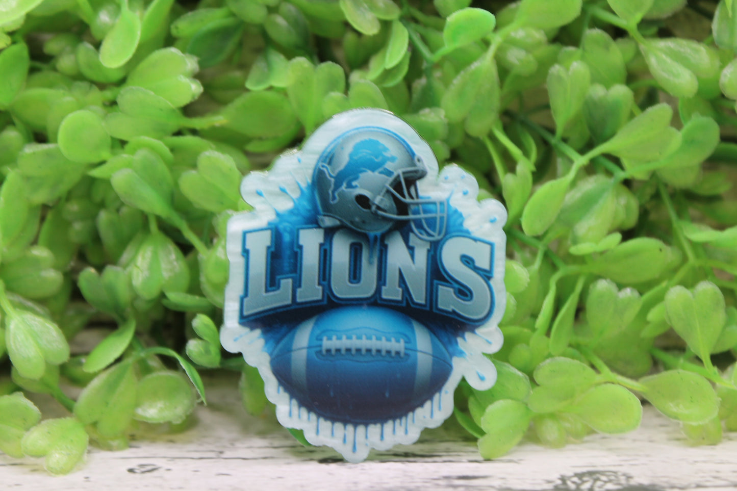 Lions Football Helmet & Football Badge Reel