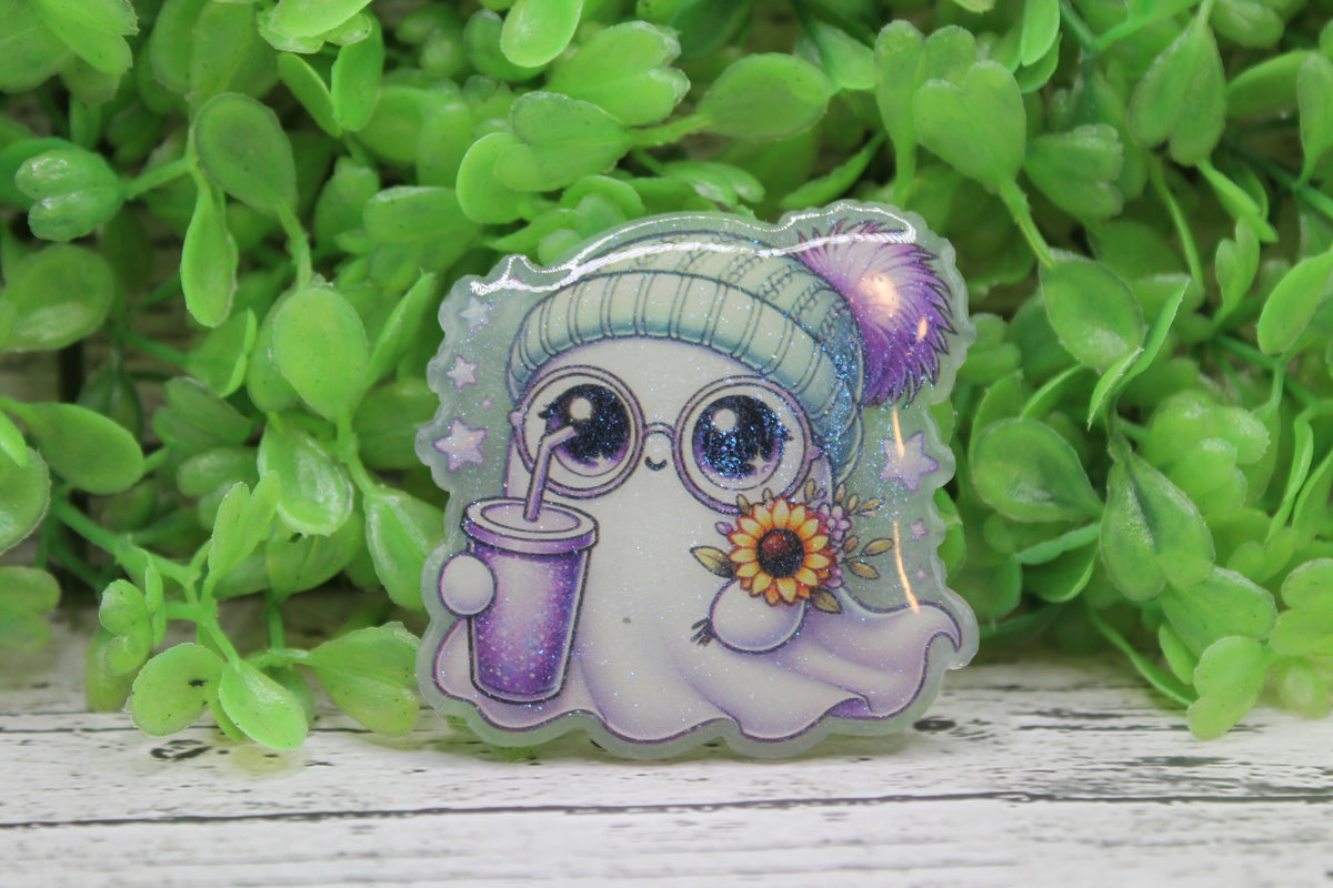 Ghost with Tumbler & Stocking Cap Badge Reel