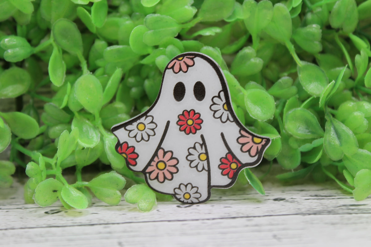 Retro Flower Power Ghost Badge Reel