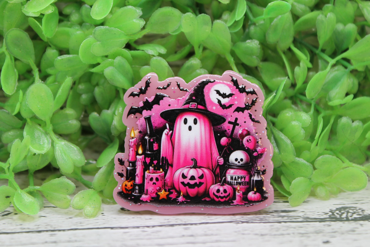 Pink Ghost & Pumpkins Badge Reel