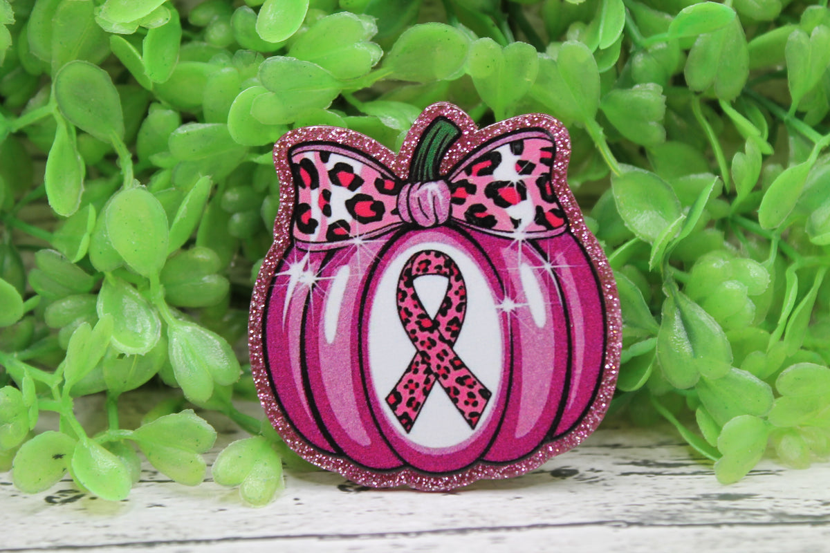 Pink Leopard Pumpkin Breast Cancer Awareness Badge Reel