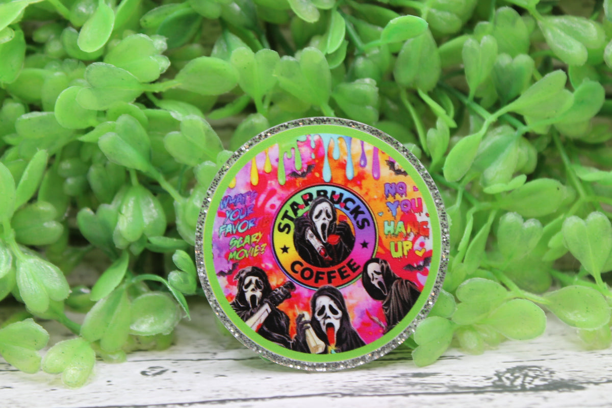 Scream SB Coffee Circle Badge Reel