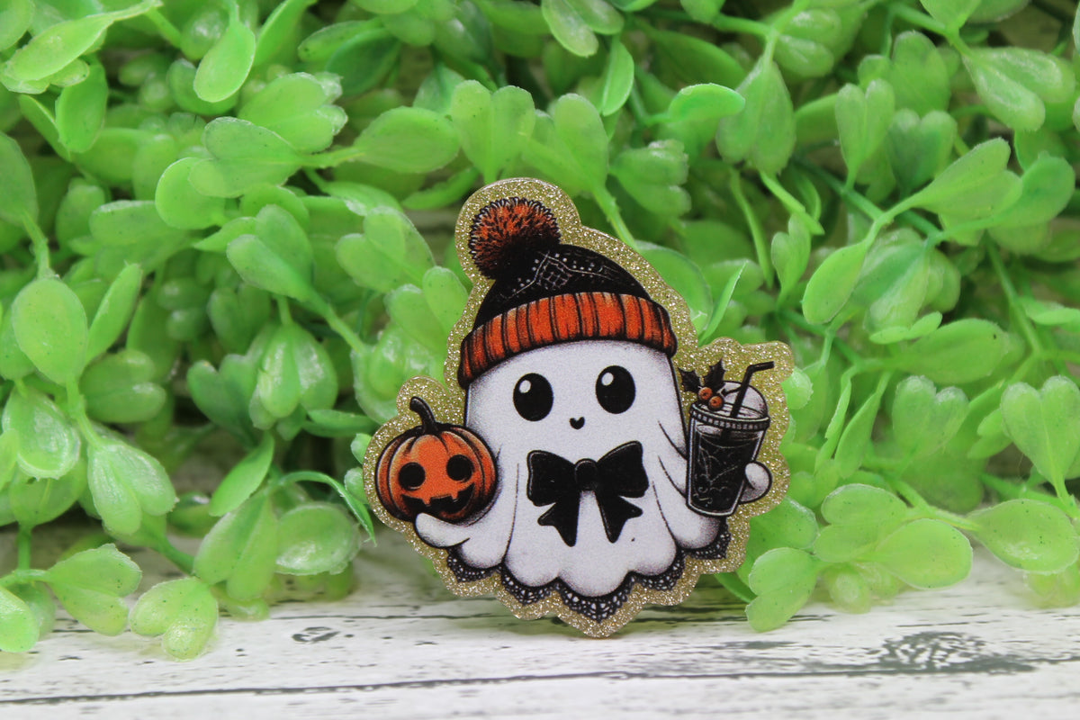Ghost with Drink & Stocking Cap Badge Reel