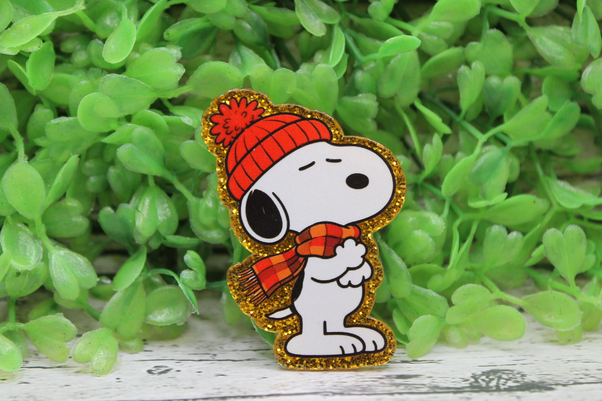 Fall Stocking Cap White Dog Badge Reel