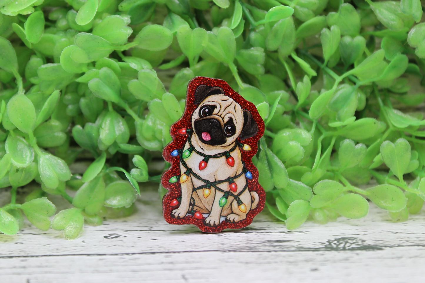 Christmas Pug Badge Reel