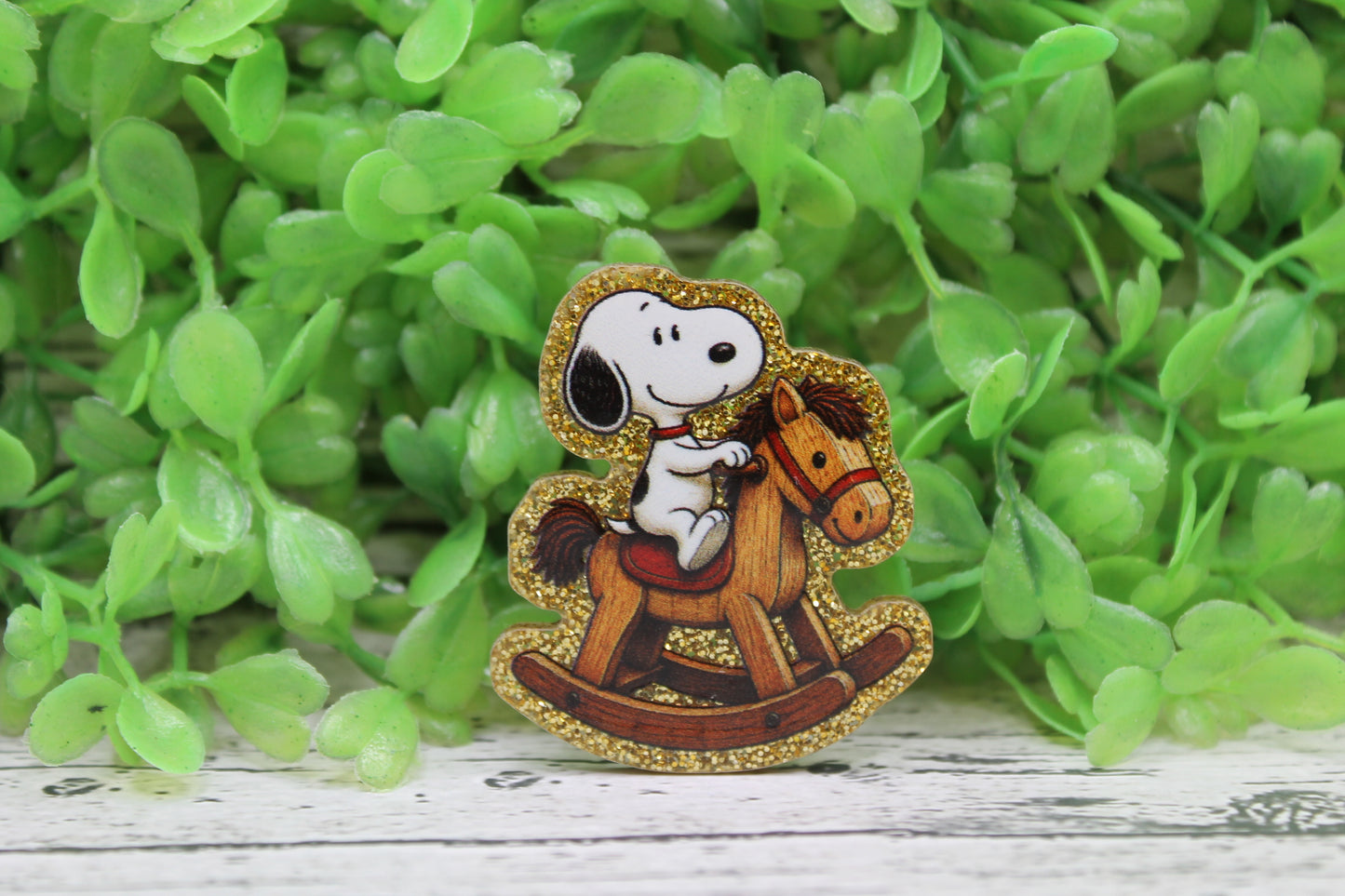 Rocking White Dog Badge Reel